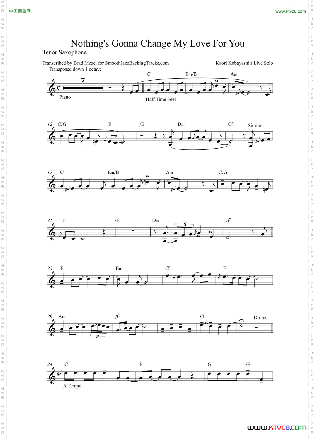 NothingsGonnaChangeMyLoveForYou次中音萨克斯_Nothings Gonna Change My Love For You次中音萨克斯