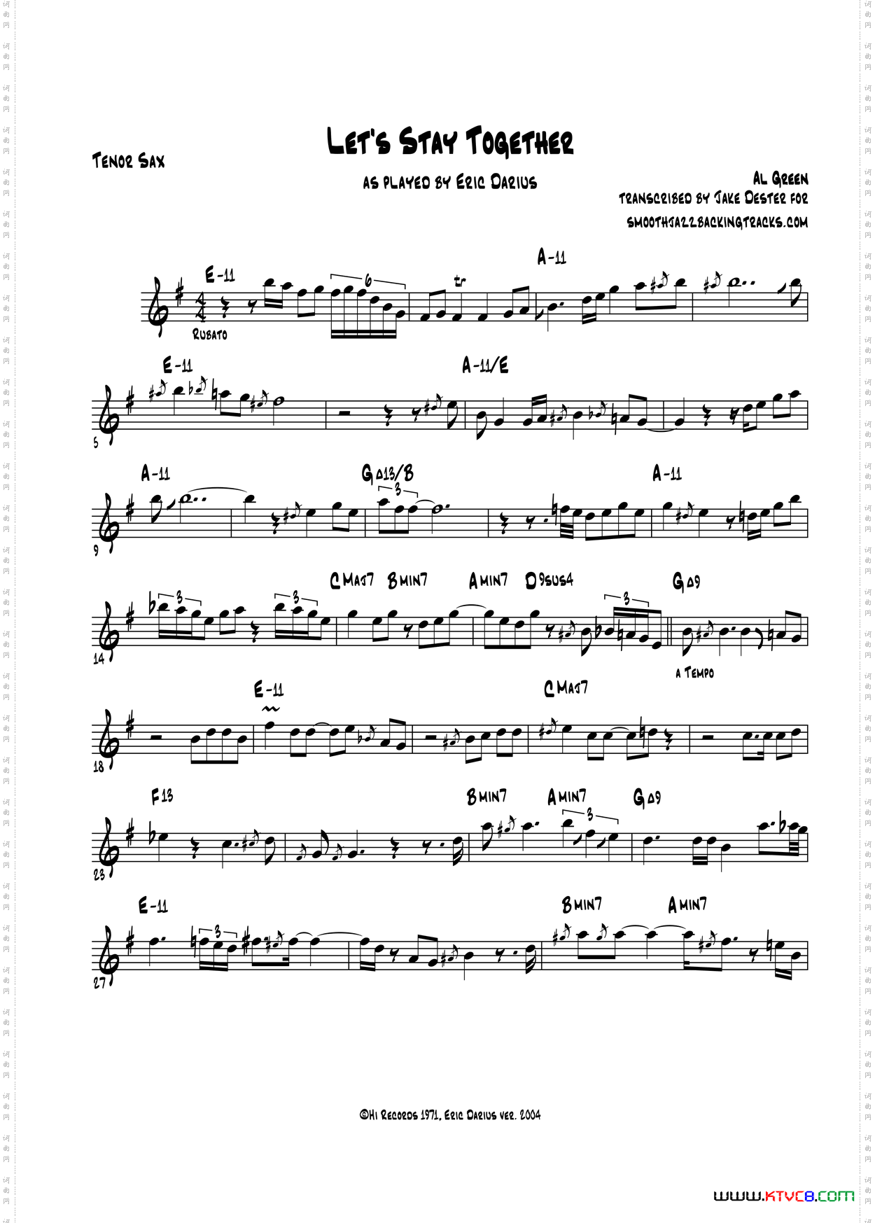 LetsStayTogether次中音萨克斯_Lets Stay Together次中音萨克斯