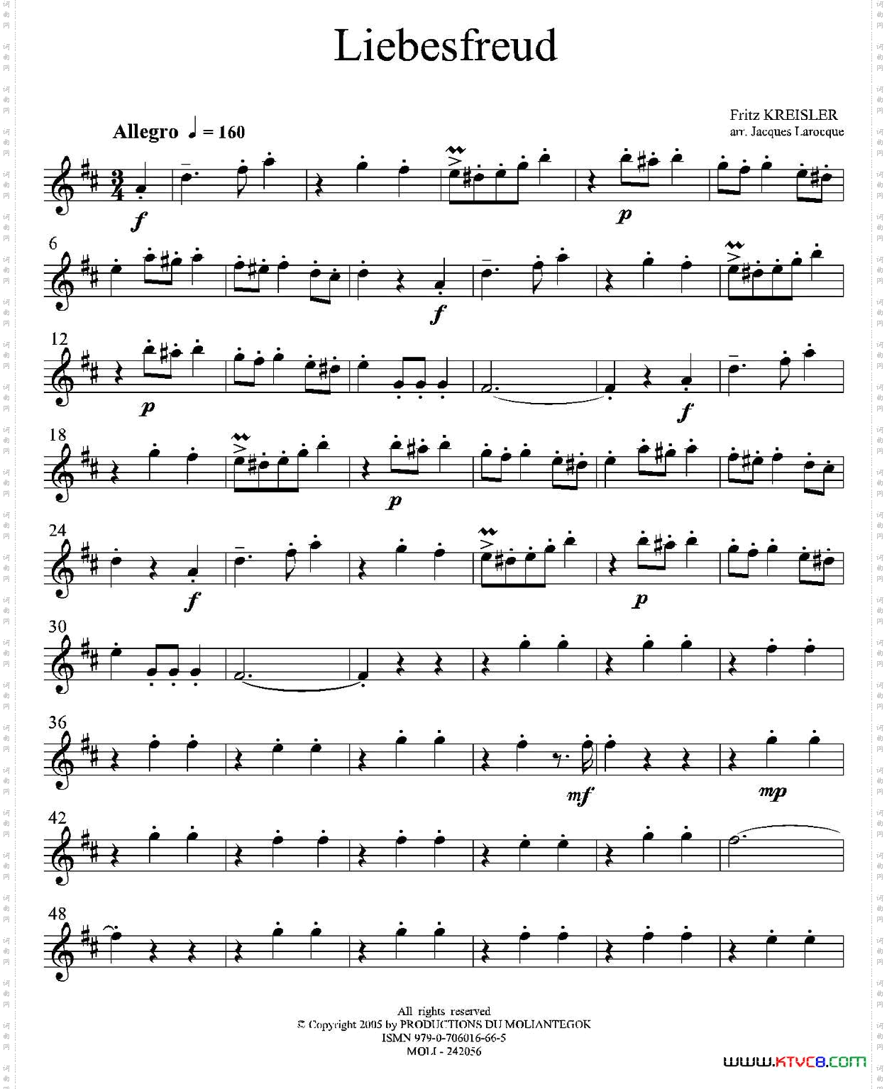 Liebesfreud四重奏第二高音萨克斯分谱