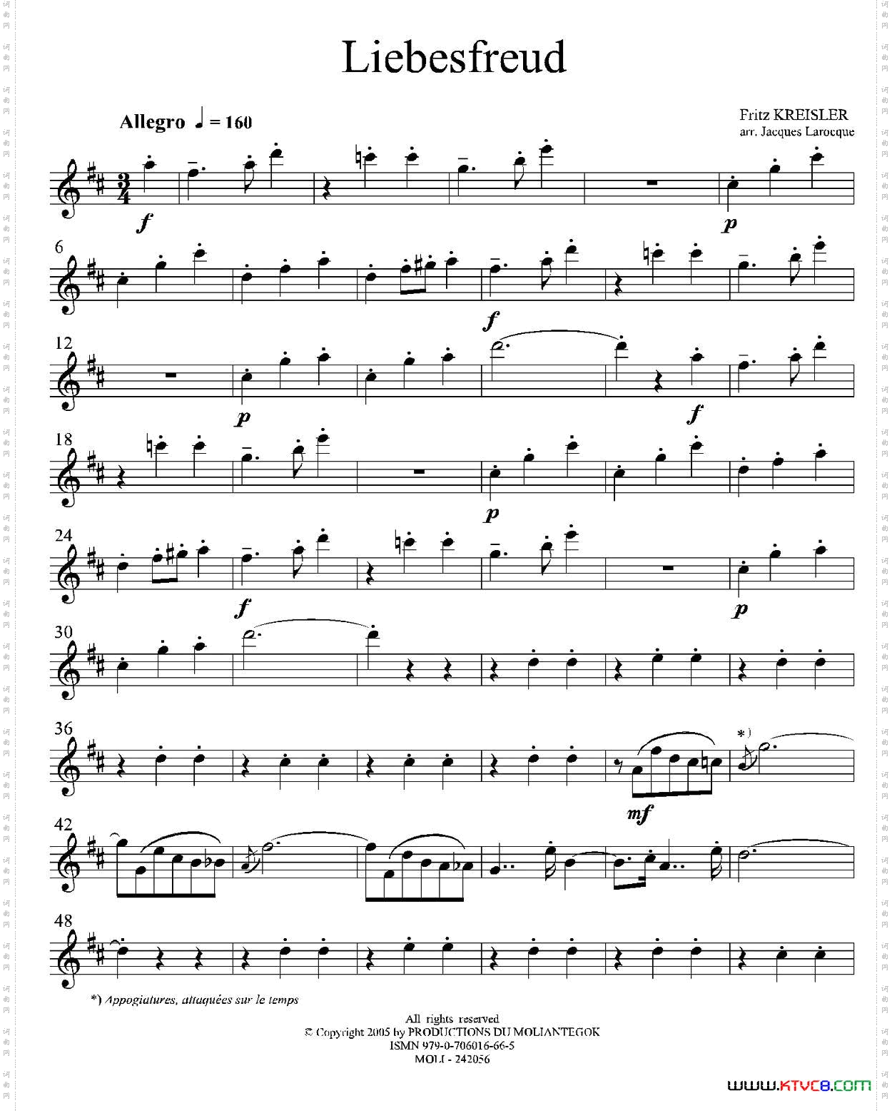 Liebesfreud四重奏第一次中音萨克斯分谱