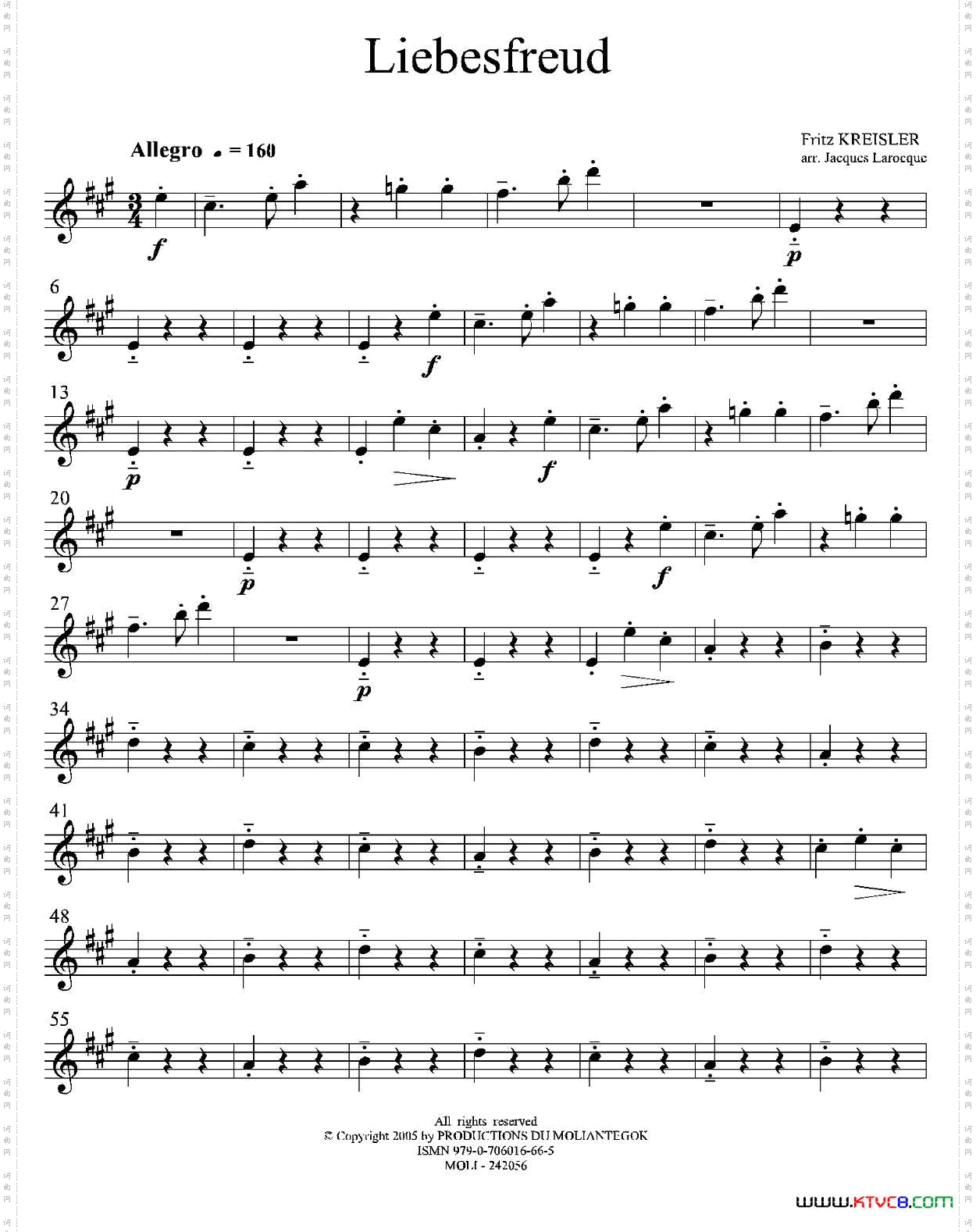 Liebesfreud四重奏第一上低音萨克斯分谱