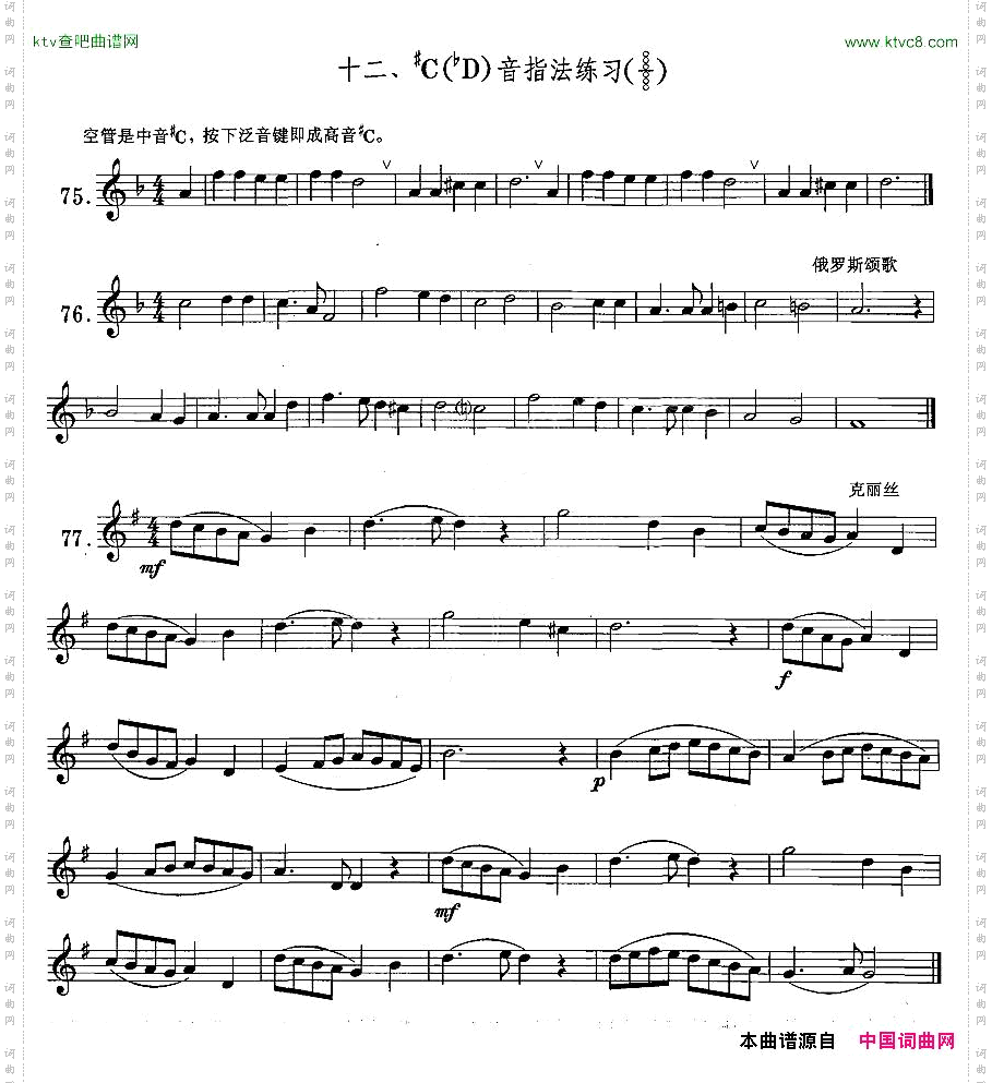 萨克斯练习曲合集1—12升C降D音指法练习