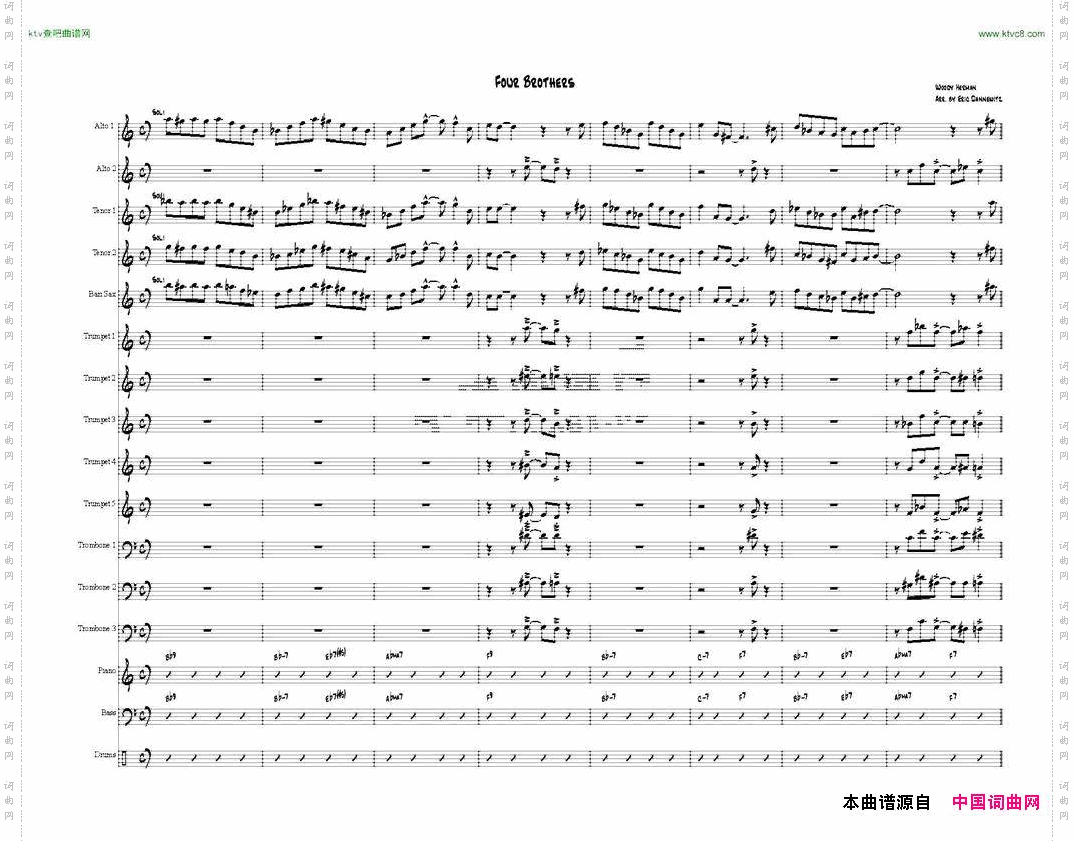FourBrothersBigBandscore大爵士乐队总谱