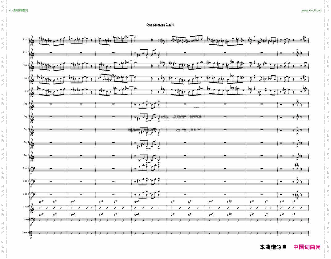 FourBrothersBigBandscore大爵士乐队总谱