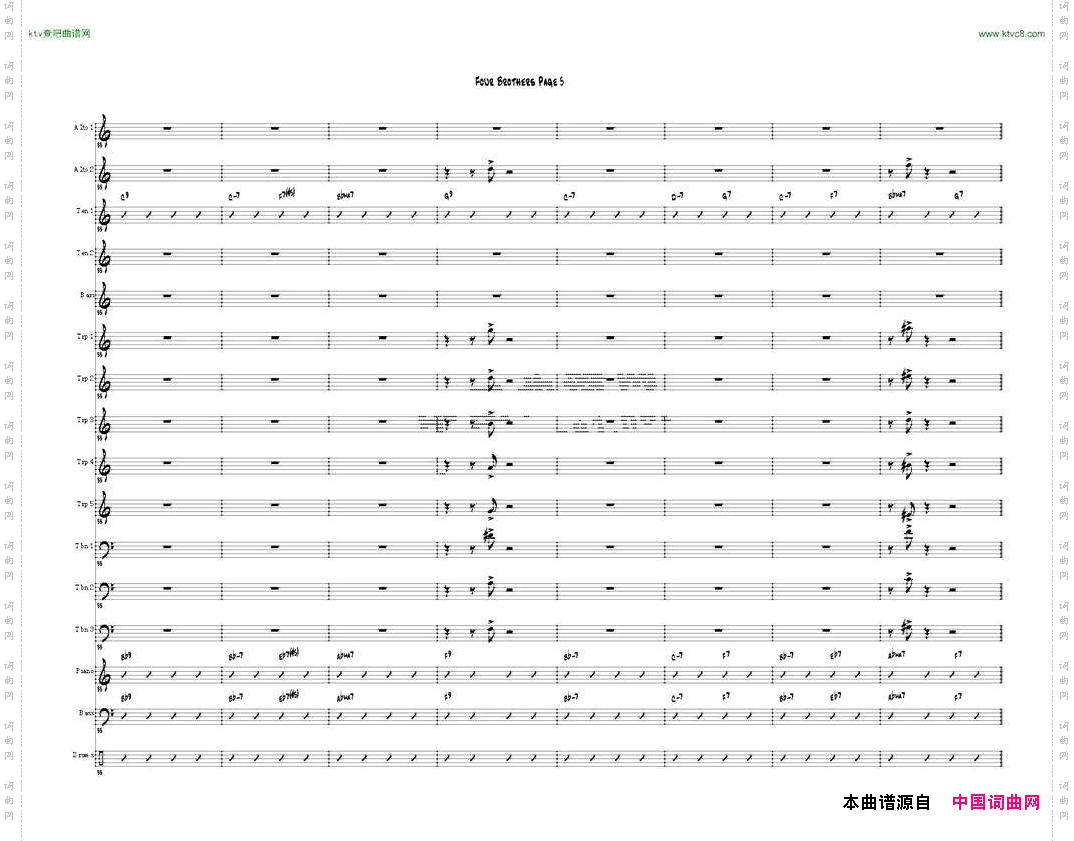 FourBrothersBigBandscore大爵士乐队总谱