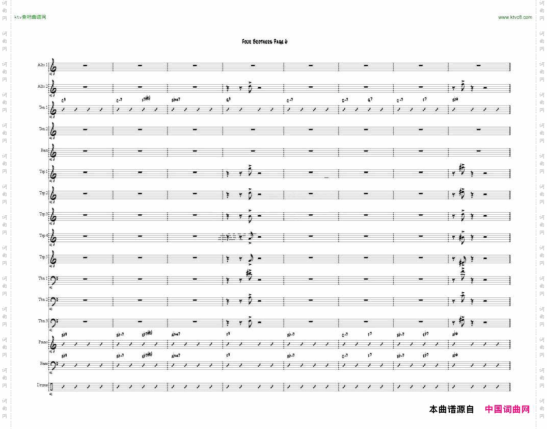 FourBrothersBigBandscore大爵士乐队总谱