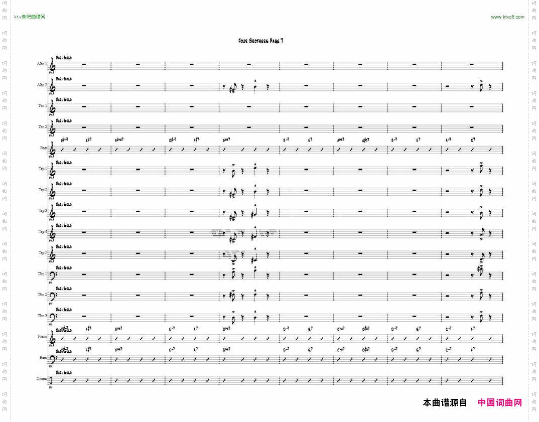 FourBrothersBigBandscore大爵士乐队总谱