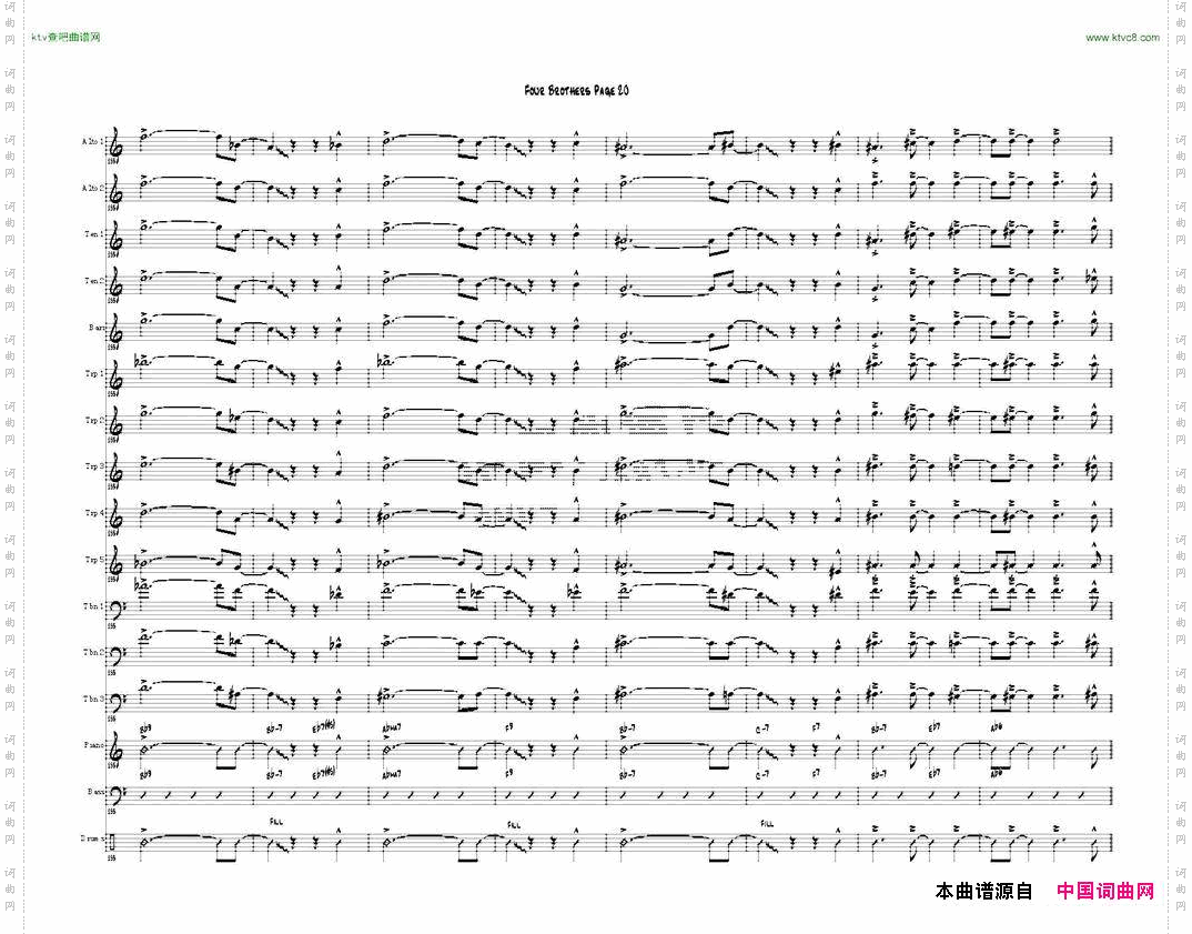 FourBrothersBigBandscore大爵士乐队总谱