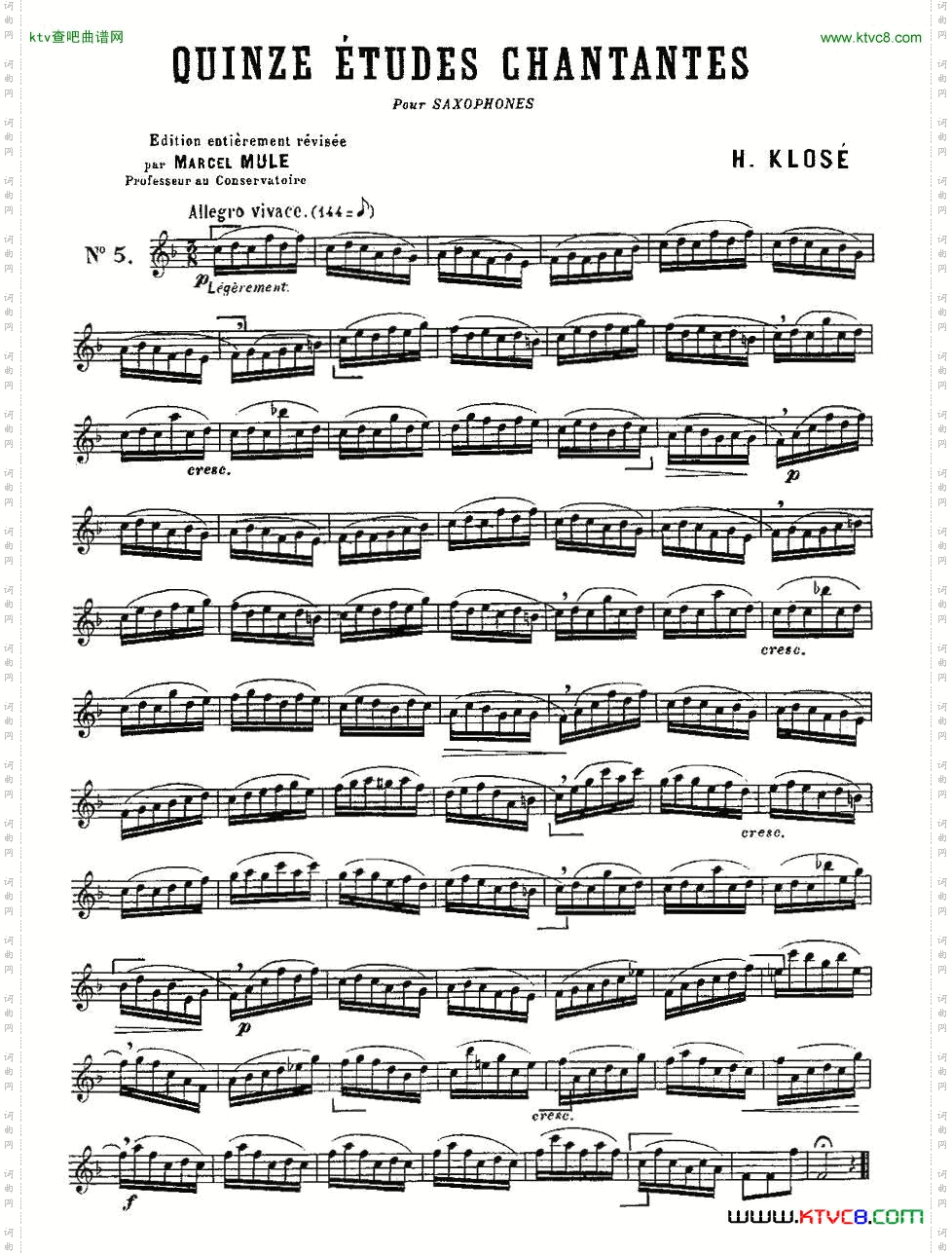 KloseEtudesChantantesPourSaxophone练习曲之五