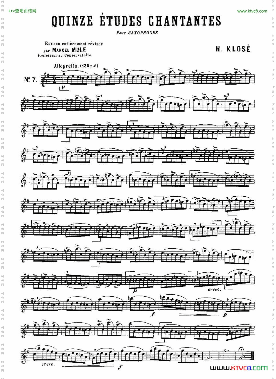 KloseEtudesChantantesPourSaxophone练习曲之七