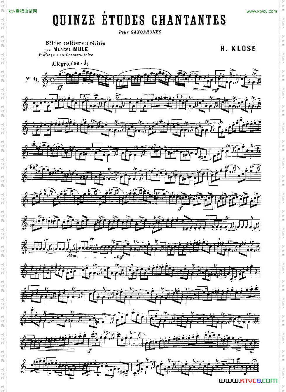 KloseEtudesChantantesPourSaxophone练习曲之九
