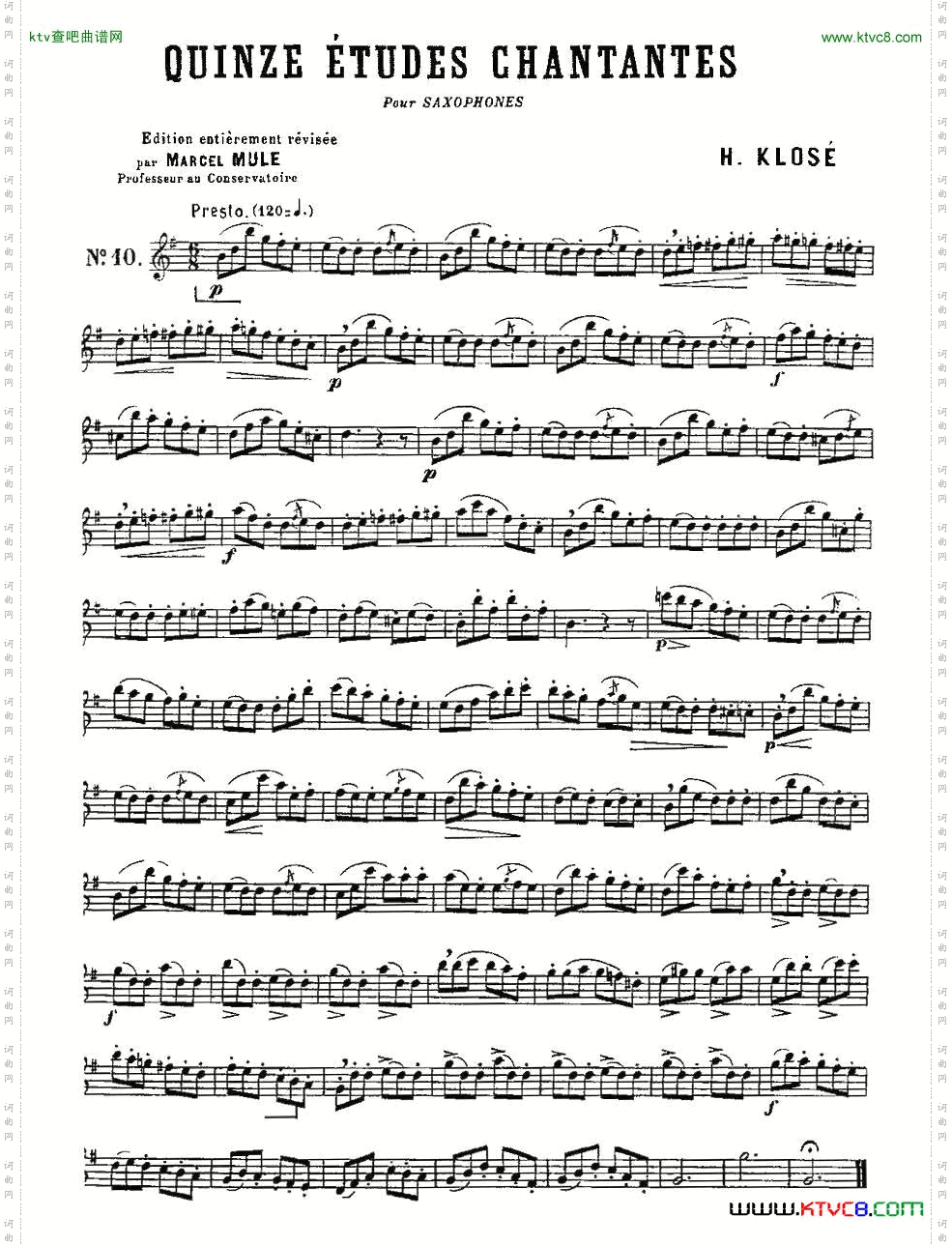 KloseEtudesChantantesPourSaxophone练习曲之十