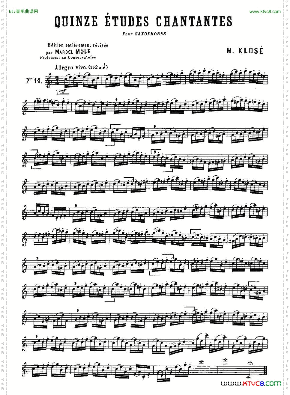 KloseEtudesChantantesPourSaxophone练习曲之十一