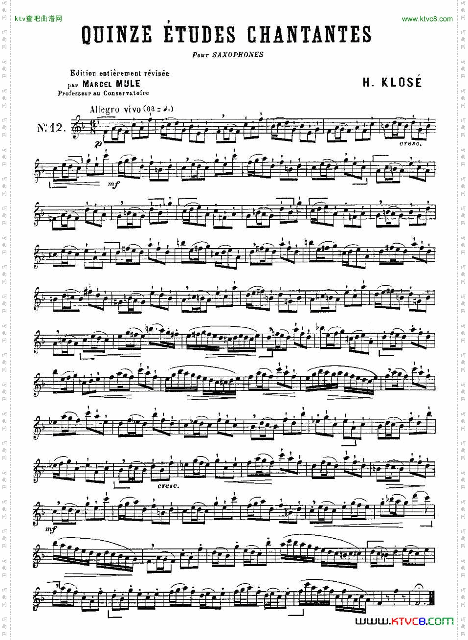 KloseEtudesChantantesPourSaxophone练习曲之十二