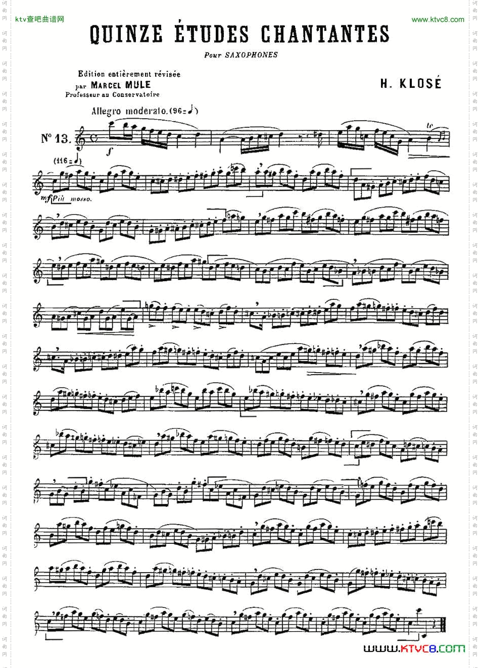 KloseEtudesChantantesPourSaxophone练习曲之十三