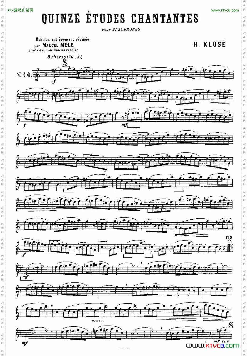 KloseEtudesChantantesPourSaxophone练习曲之十四