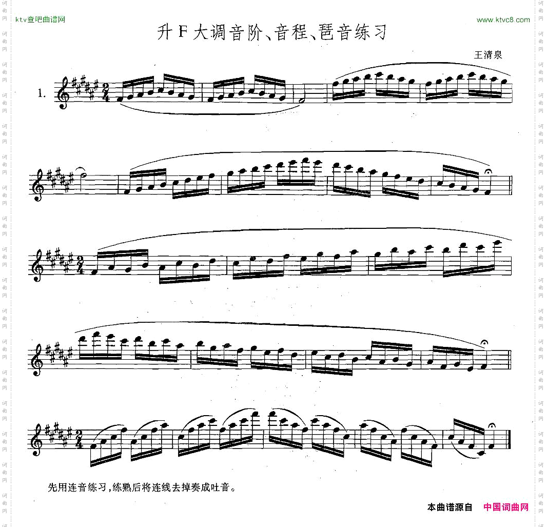 萨克斯练习曲合集5—1升F大调音阶、音程、琶音练习