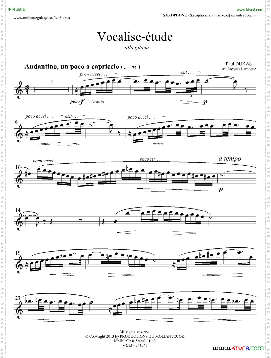 P·杜卡斯：练声曲中音萨克斯