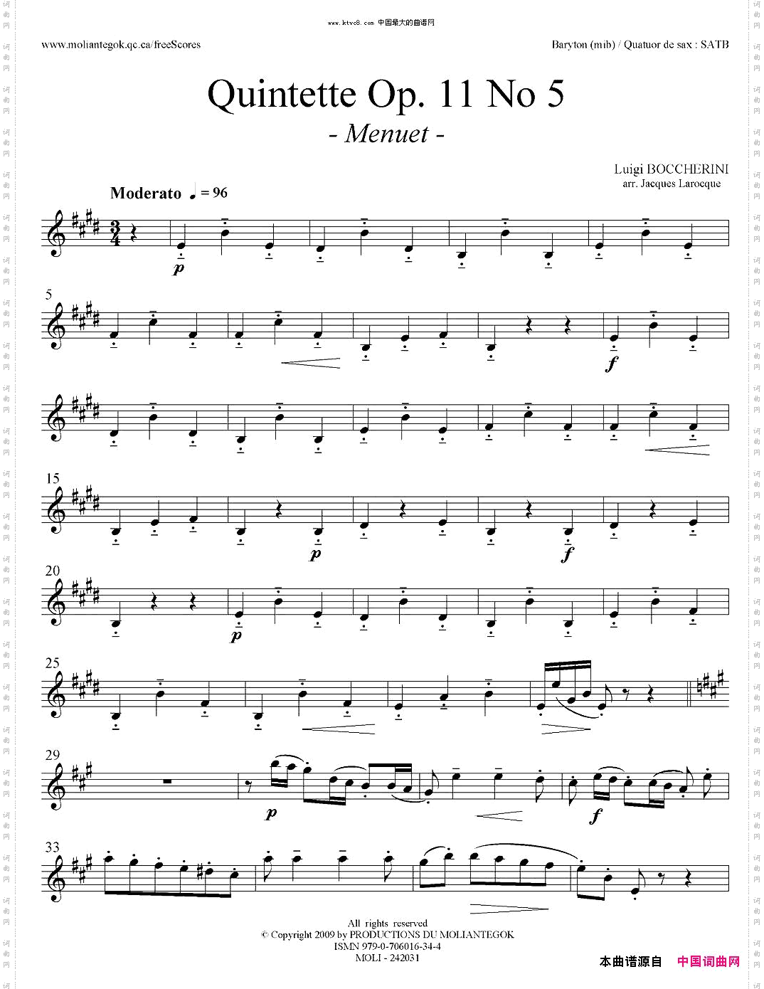QuintetteOp.11No.5四重奏分谱