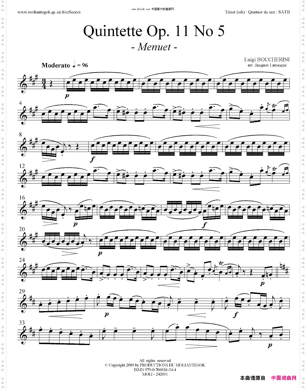 QuintetteOp.11No.5四重奏分谱