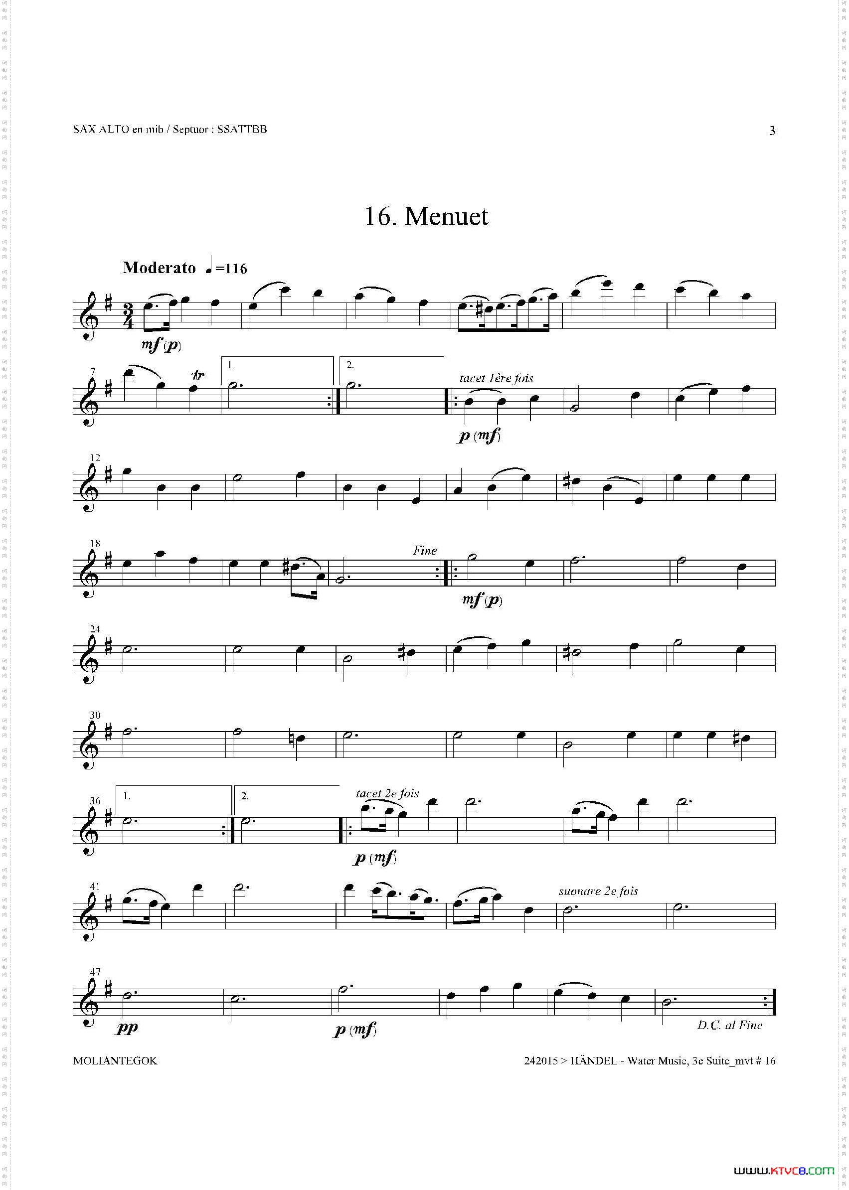 WaterMusicHWV.350No.3中音萨克斯_Water MusicHWV.350 No.3中音萨克斯