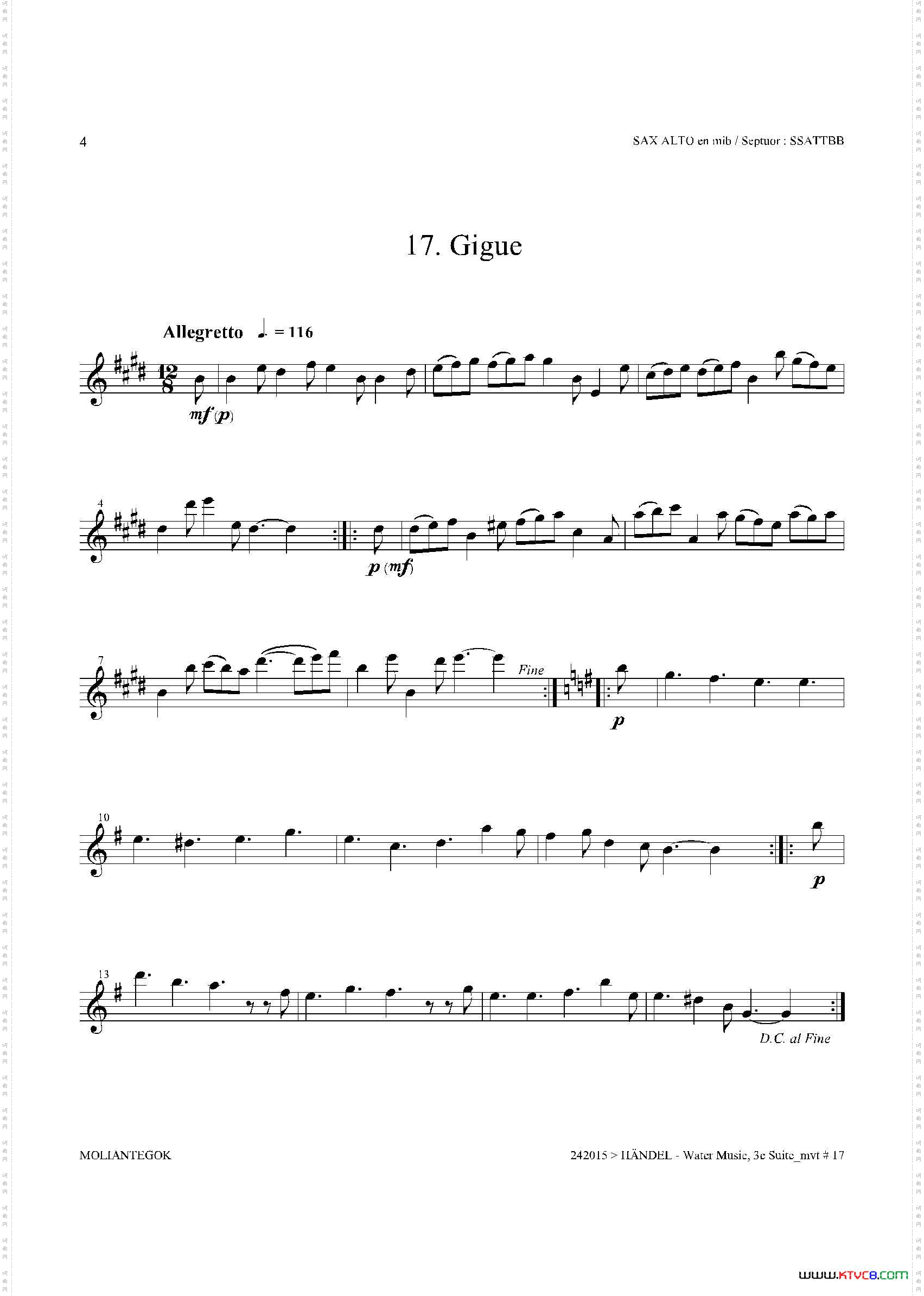 WaterMusicHWV.350No.3中音萨克斯_Water MusicHWV.350 No.3中音萨克斯