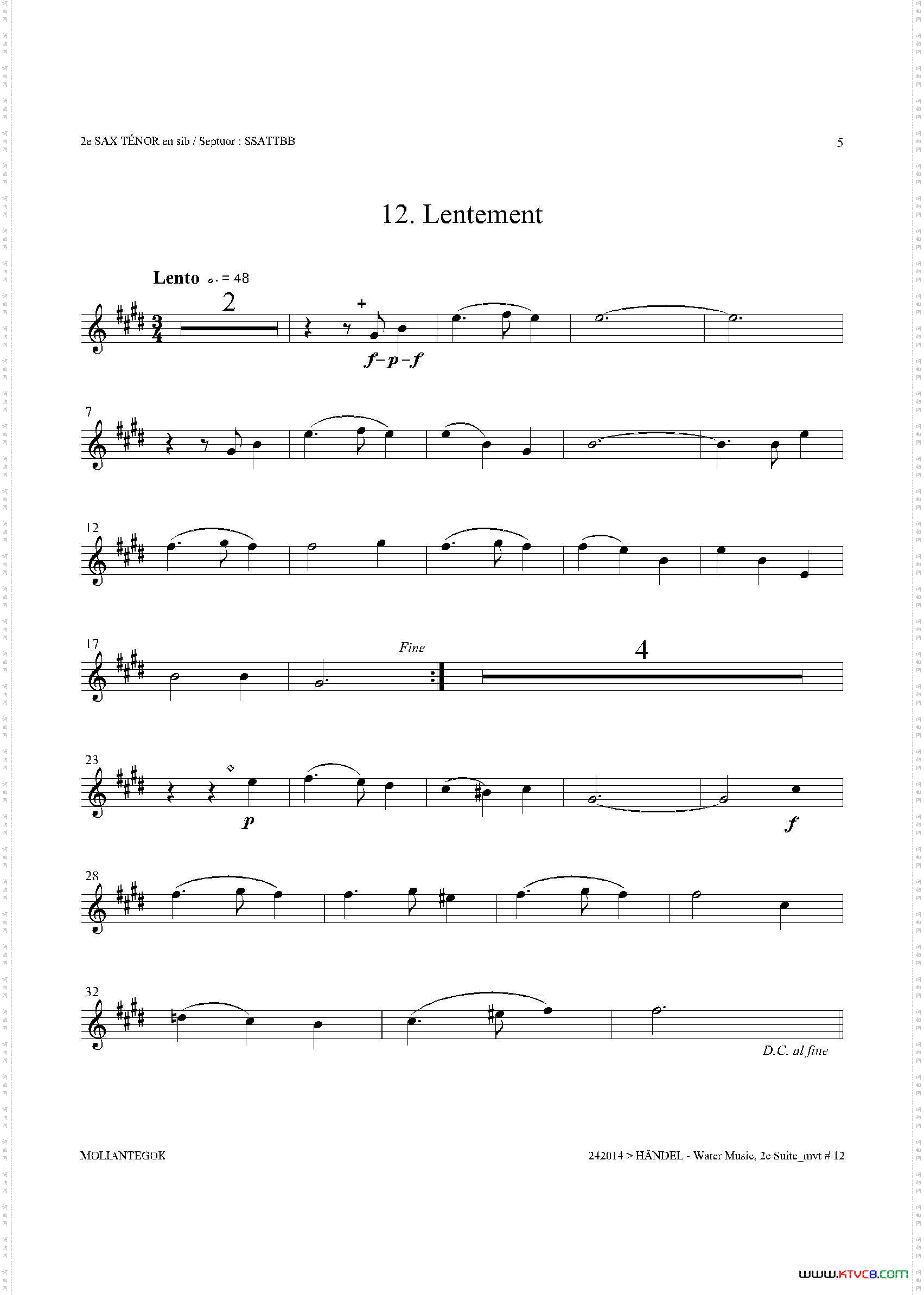 WaterMusicHWV.349No.2第二次中音萨克斯_Water MusicHWV.349 No.2第二次中音萨克斯