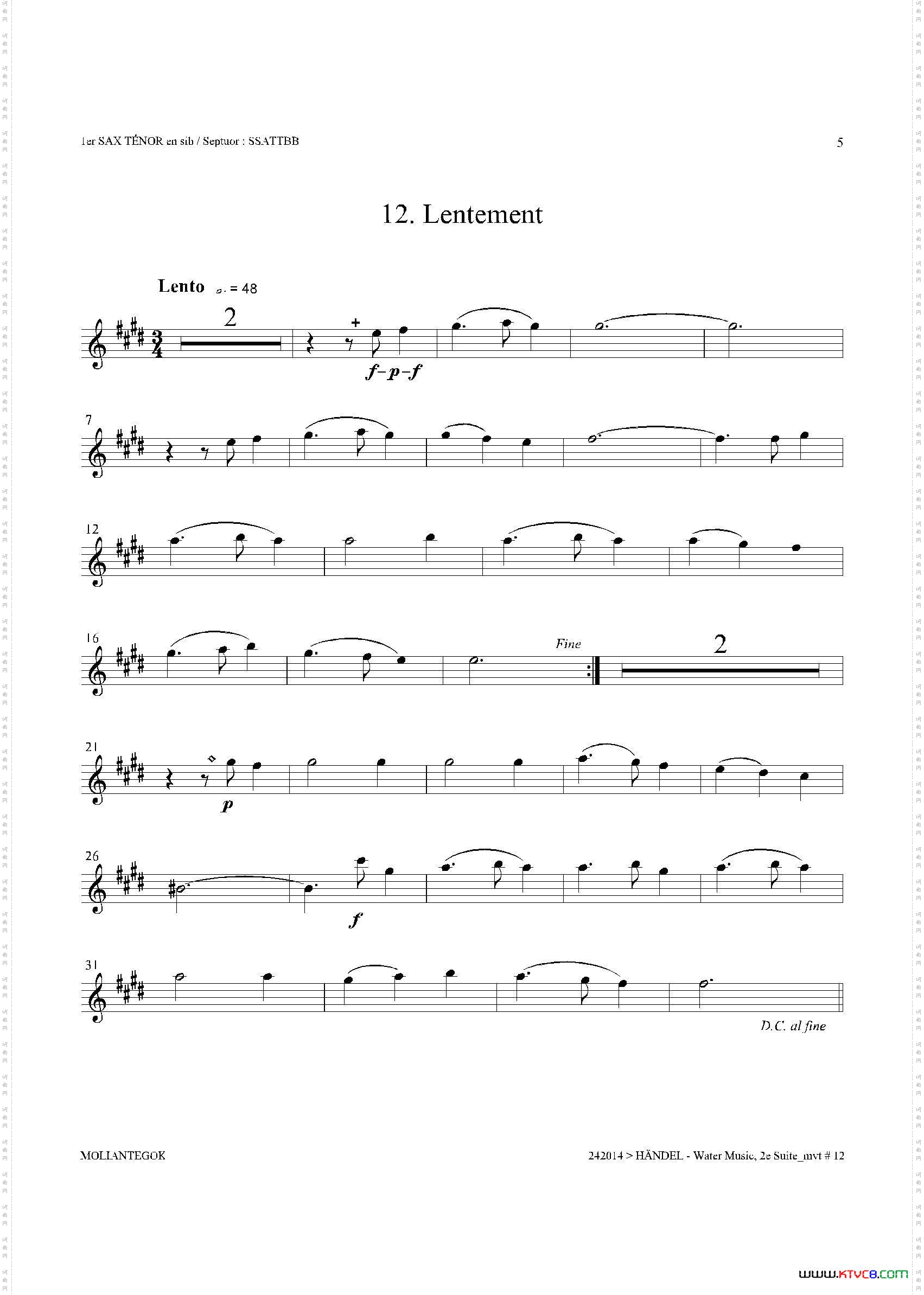 WaterMusicHWV.349No.2第一次中音萨克斯_Water MusicHWV.349 No.2第一次中音萨克斯