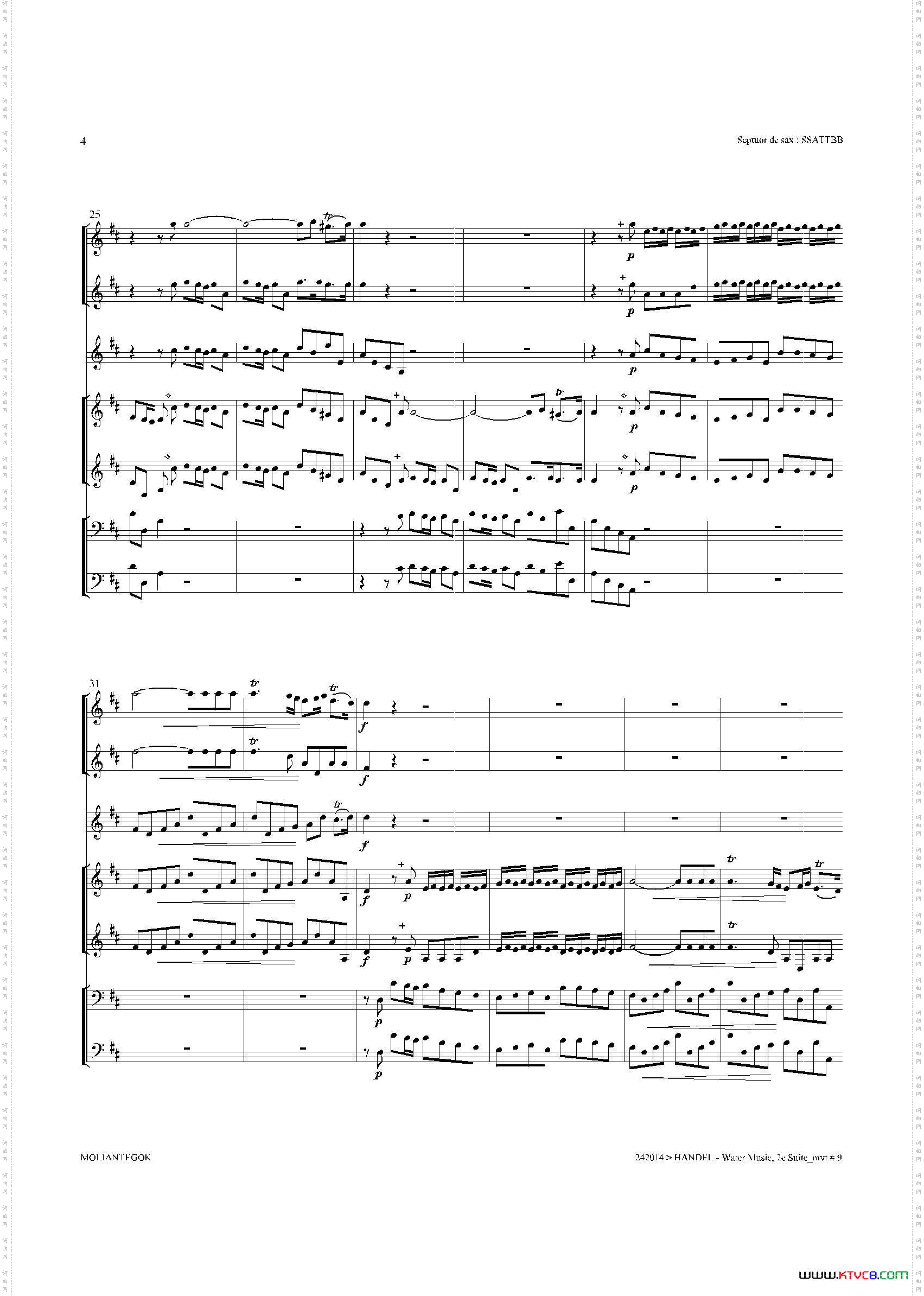 WaterMusicHWV.349No.2萨克斯合奏总谱_Water MusicHWV.349 No.2萨克斯合奏总谱