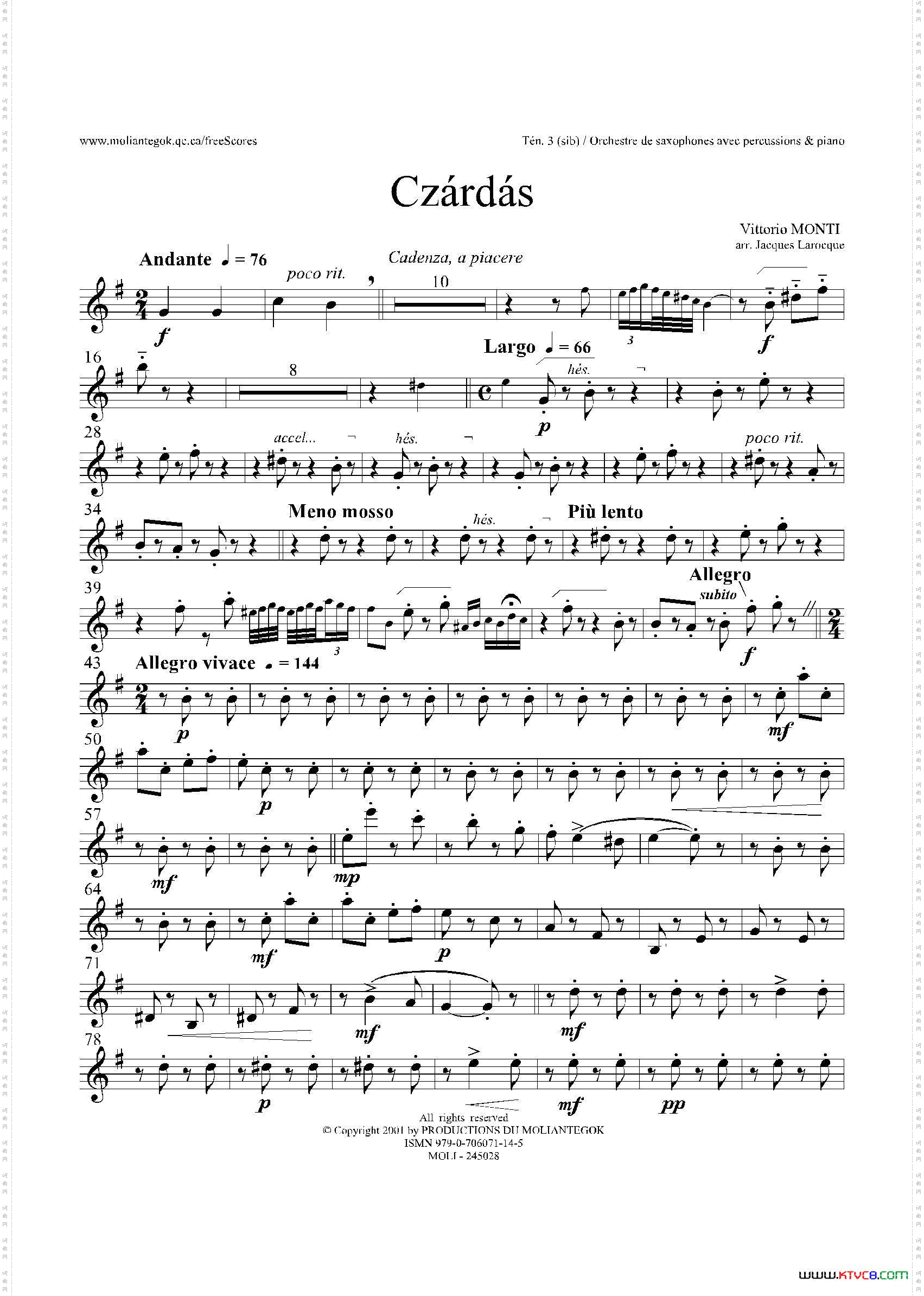Czardas查尔达斯15重奏3支次中音萨克斯_Czardas 查尔达斯15重奏3支次中音萨克斯