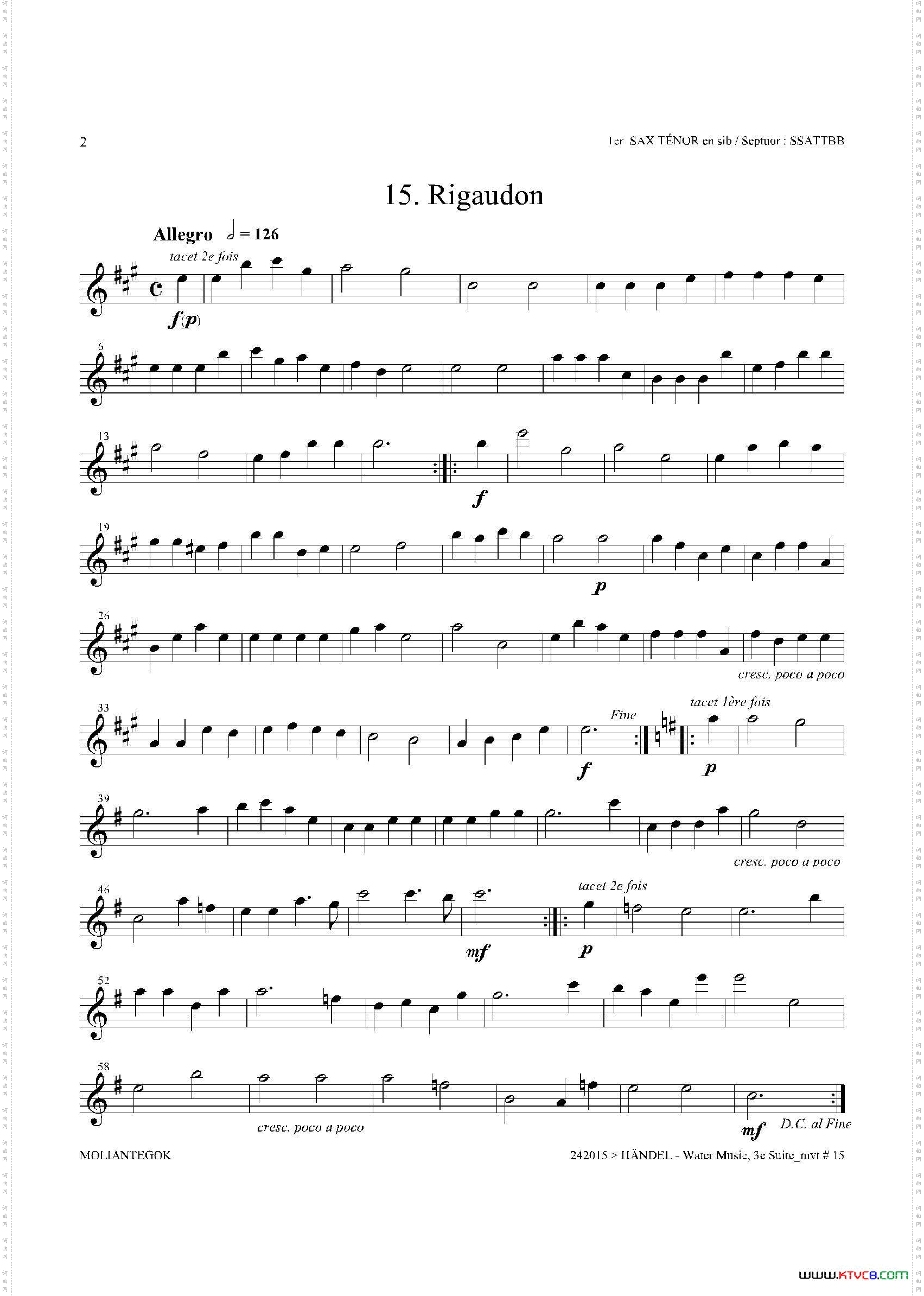 WaterMusicHWV.350No.3第一次中音萨克斯_Water MusicHWV.350 No.3第一次中音萨克斯