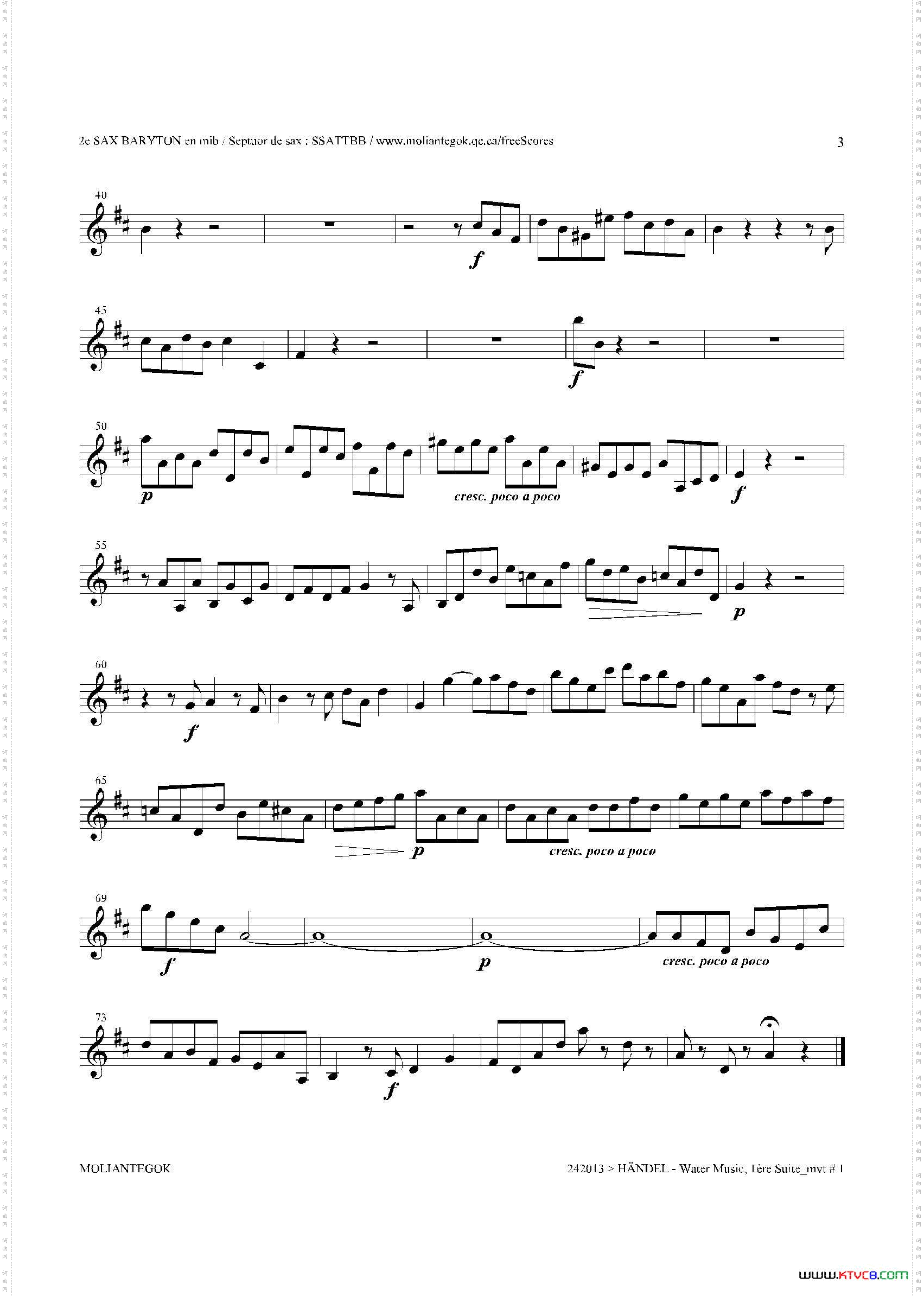 WaterMusicHWV.350No.3第二上低音萨克斯_Water MusicHWV.350 No.3第二上低音萨克斯