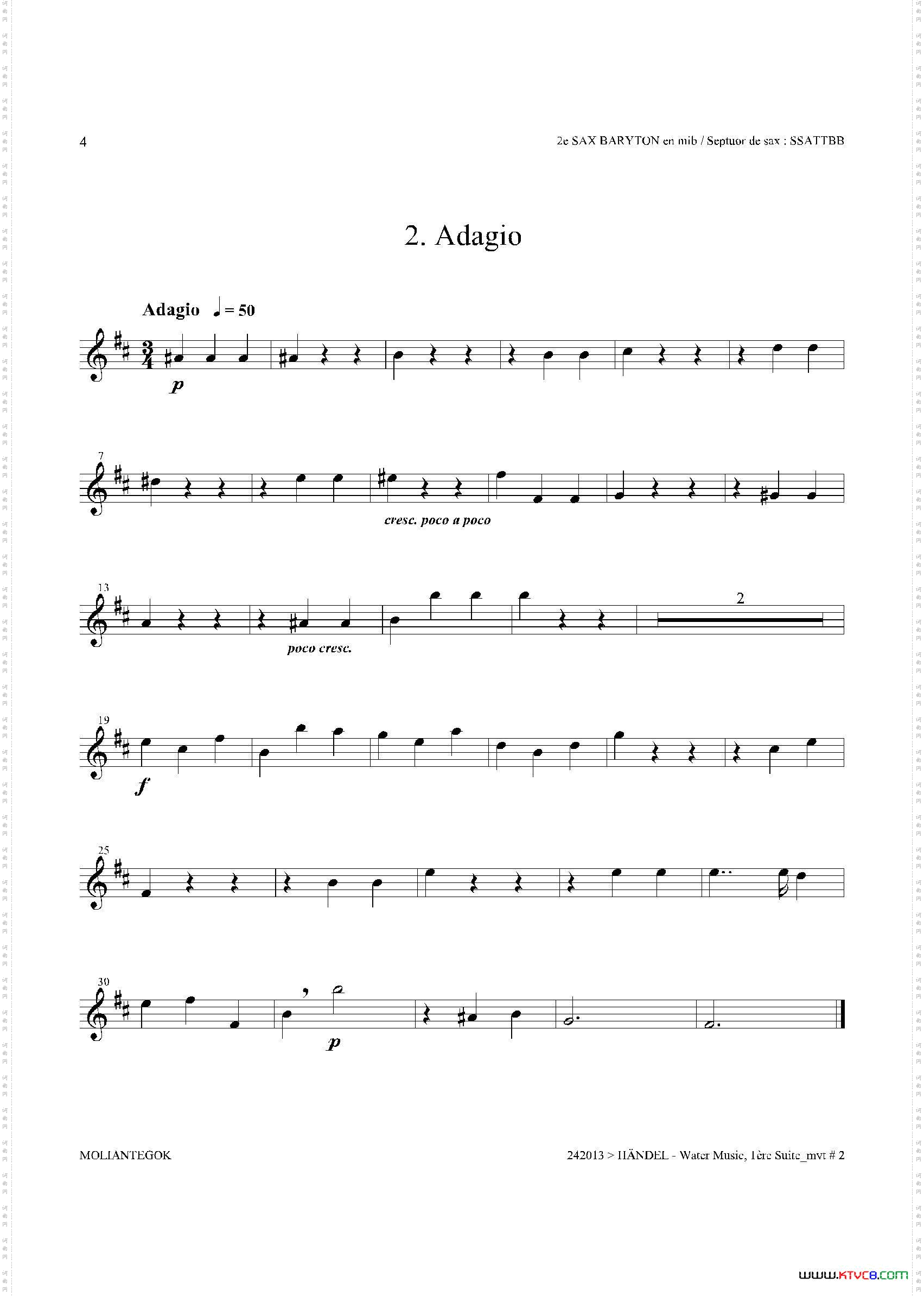 WaterMusicHWV.350No.3第二上低音萨克斯_Water MusicHWV.350 No.3第二上低音萨克斯