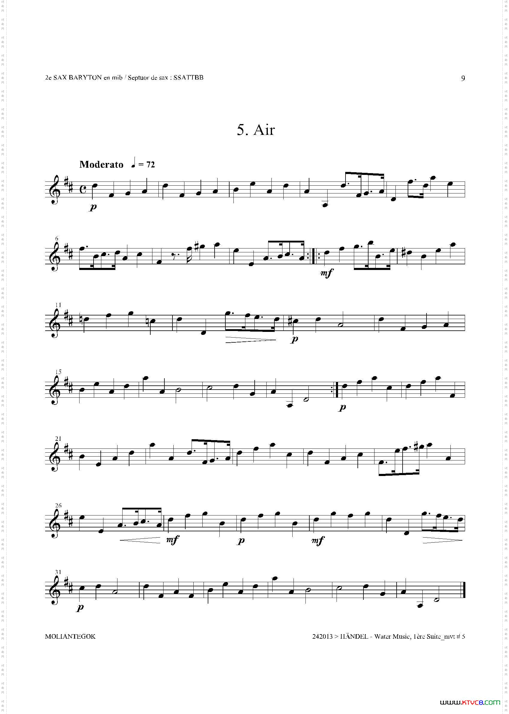 WaterMusicHWV.350No.3第二上低音萨克斯_Water MusicHWV.350 No.3第二上低音萨克斯