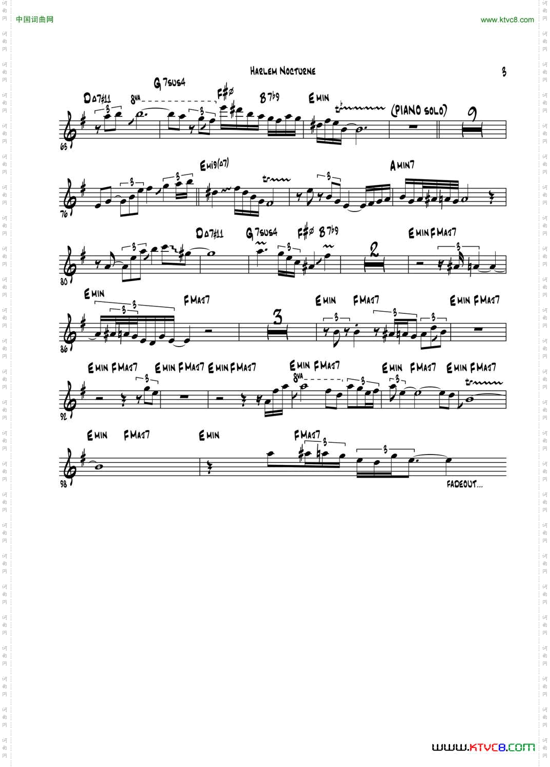 HarlemNocturne中音萨克斯_Harlem Nocturne中音萨克斯