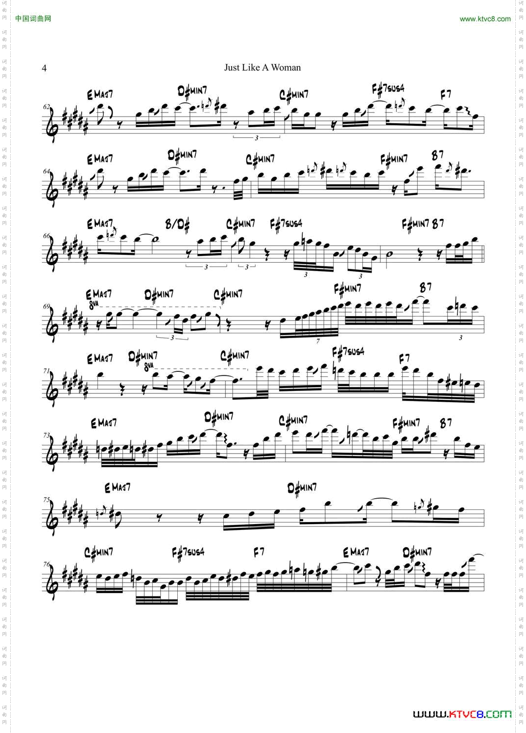 JustLikeAWoman中音萨克斯_Just Like A Woman中音萨克斯