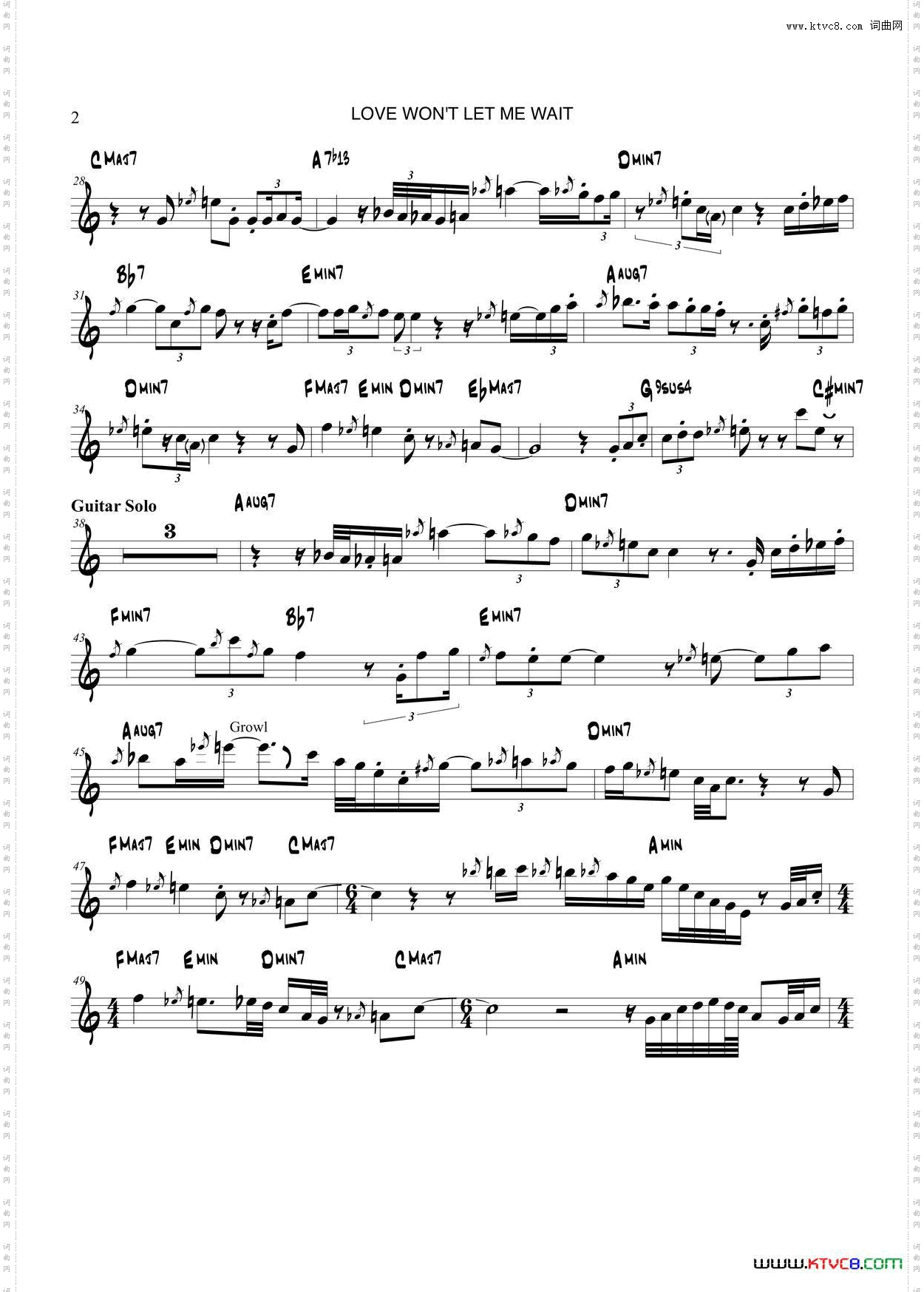 LoveWontLetMeWait次中音萨克斯_Love Wont Let Me Wait次中音萨克斯