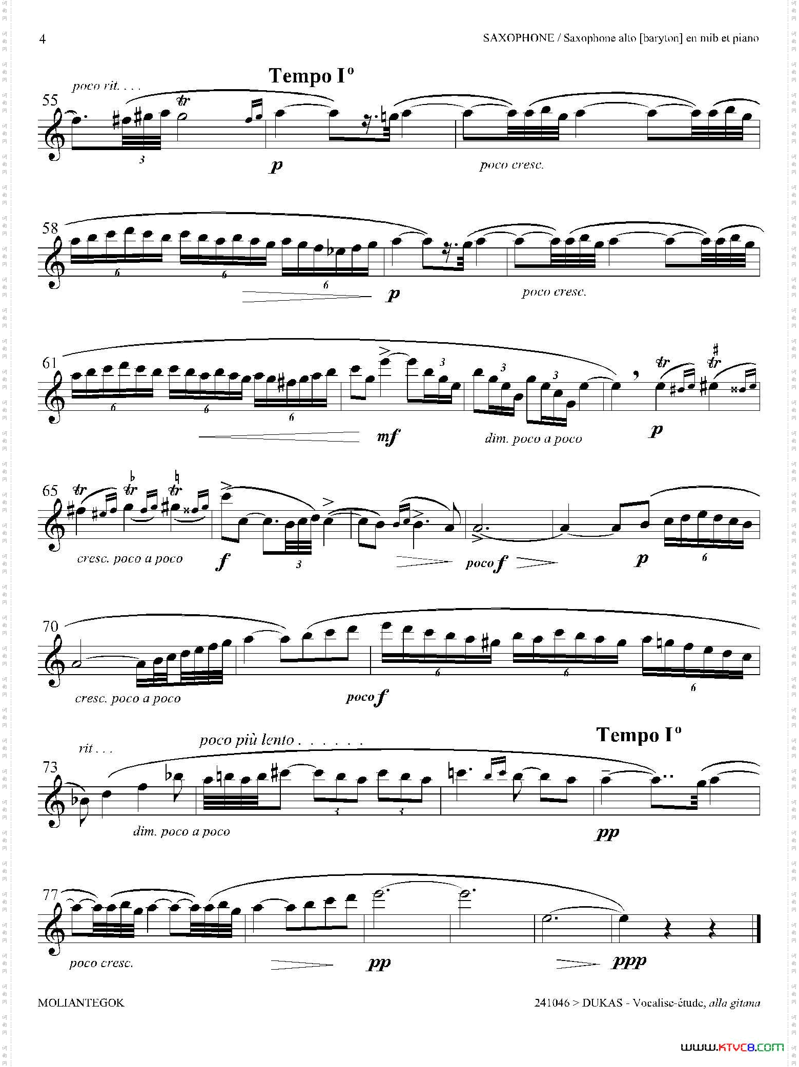 P·杜卡斯：练声曲中音萨克斯