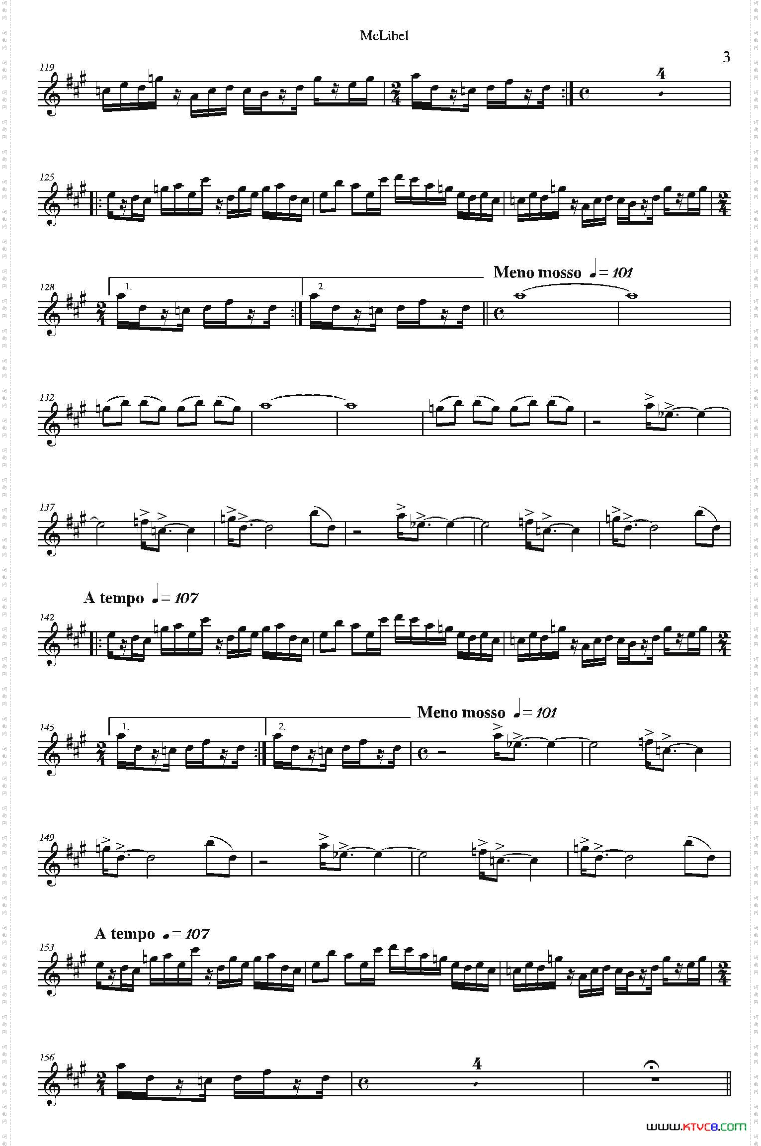 Mclibel五重奏中音萨克斯分谱