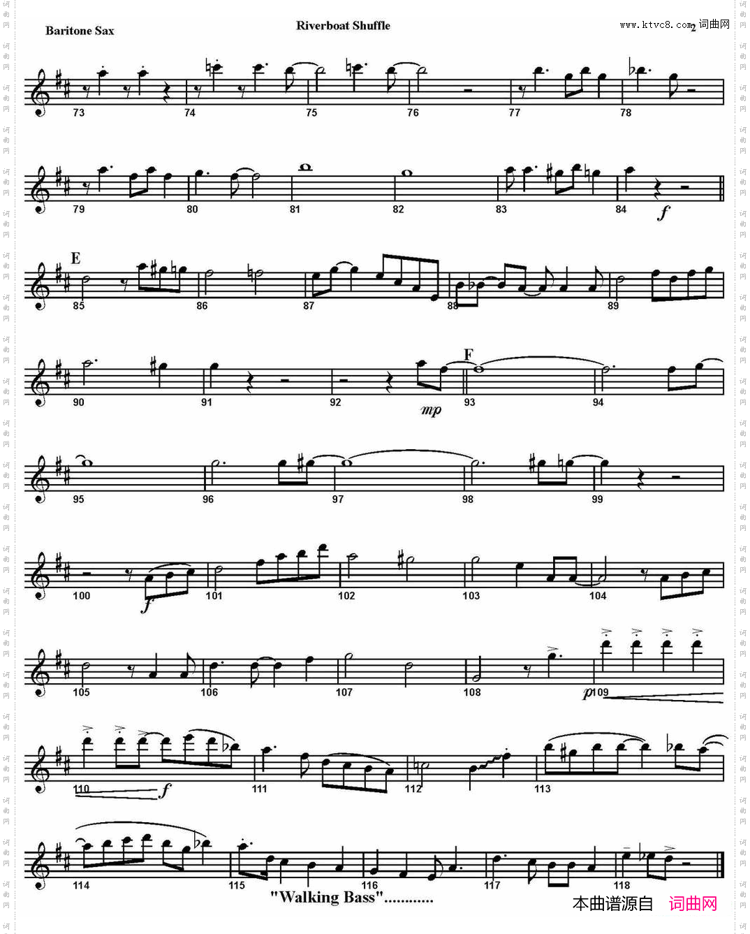 RIVERBOATSHUFFLE四重奏·上低音萨克斯分谱_RIVERBOAT SHUFFLE四重奏·上低音萨克斯分谱