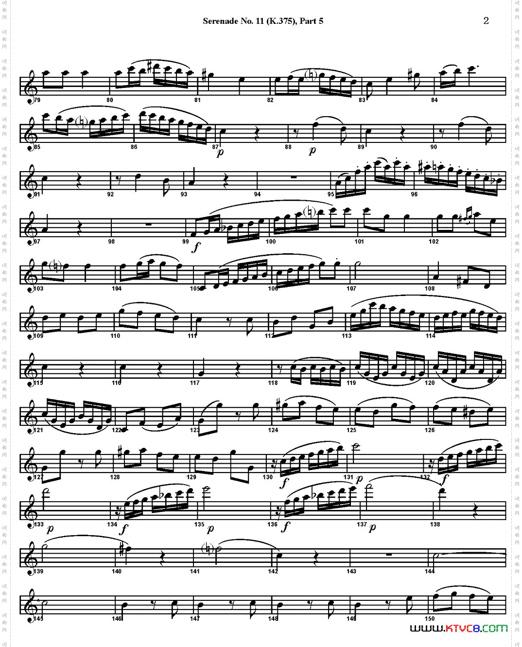 SERENADENo·11inEb，K·375Part5四重奏·中音萨克斯分谱_SERENADE No·11 in Eb，K·375 Part 5四重奏·中音萨克斯分谱