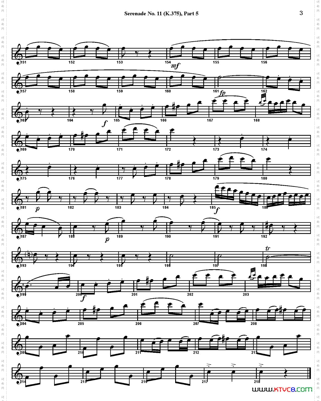 SERENADENo·11inEb，K·375Part5四重奏·中音萨克斯分谱_SERENADE No·11 in Eb，K·375 Part 5四重奏·中音萨克斯分谱