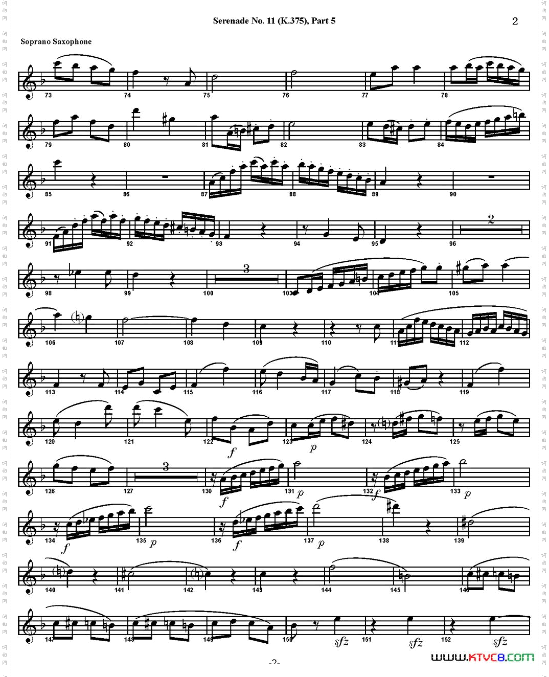 SERENADENo·11inEb，K·375Part5四重奏·高音萨克斯分谱_SERENADE No·11 in Eb，K·375 Part 5四重奏·高音萨克斯分谱