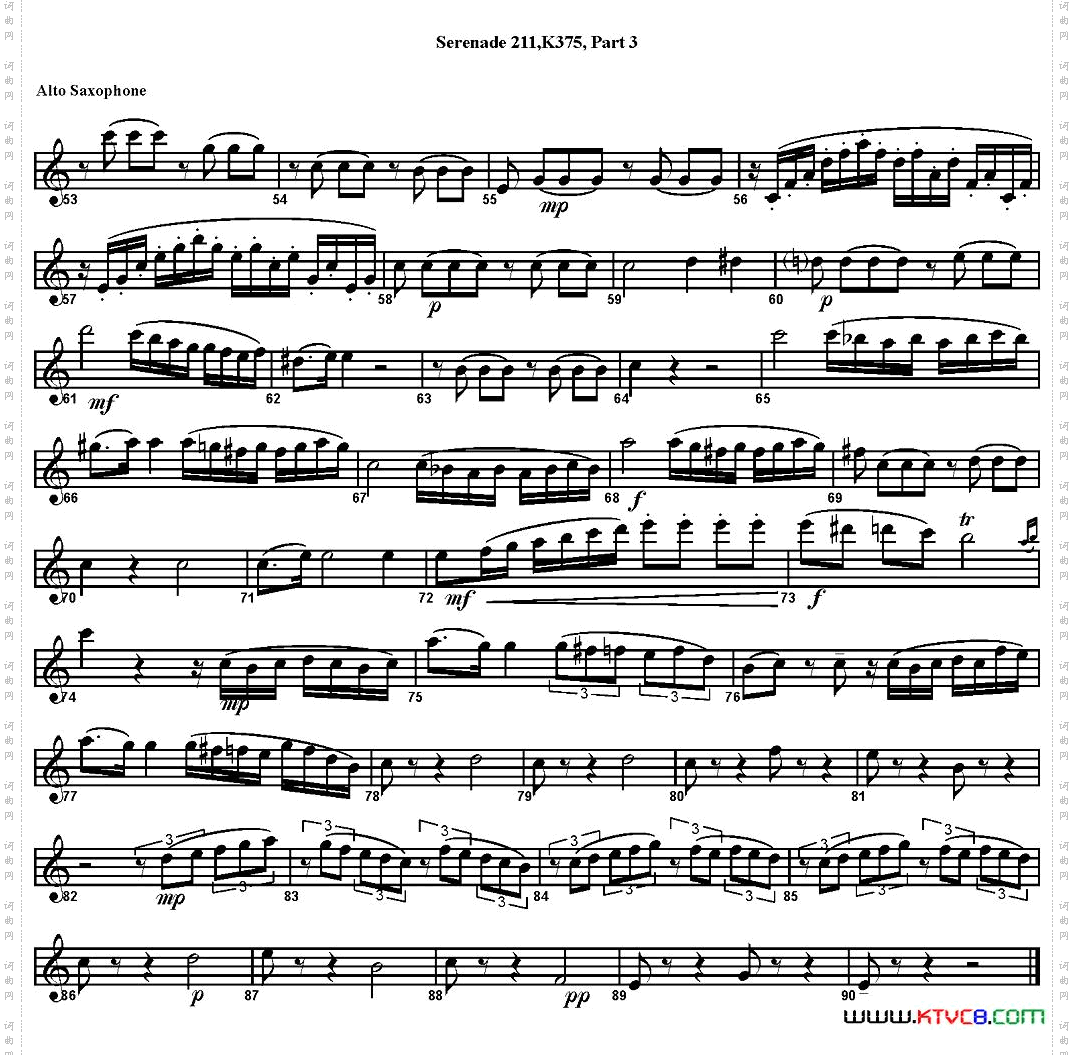 SERENADENo·11inEb,K·375Part3四重奏·中音萨克斯分谱_SERENADE No·11 in Eb,K·375 Part 3四重奏·中音萨克斯分谱