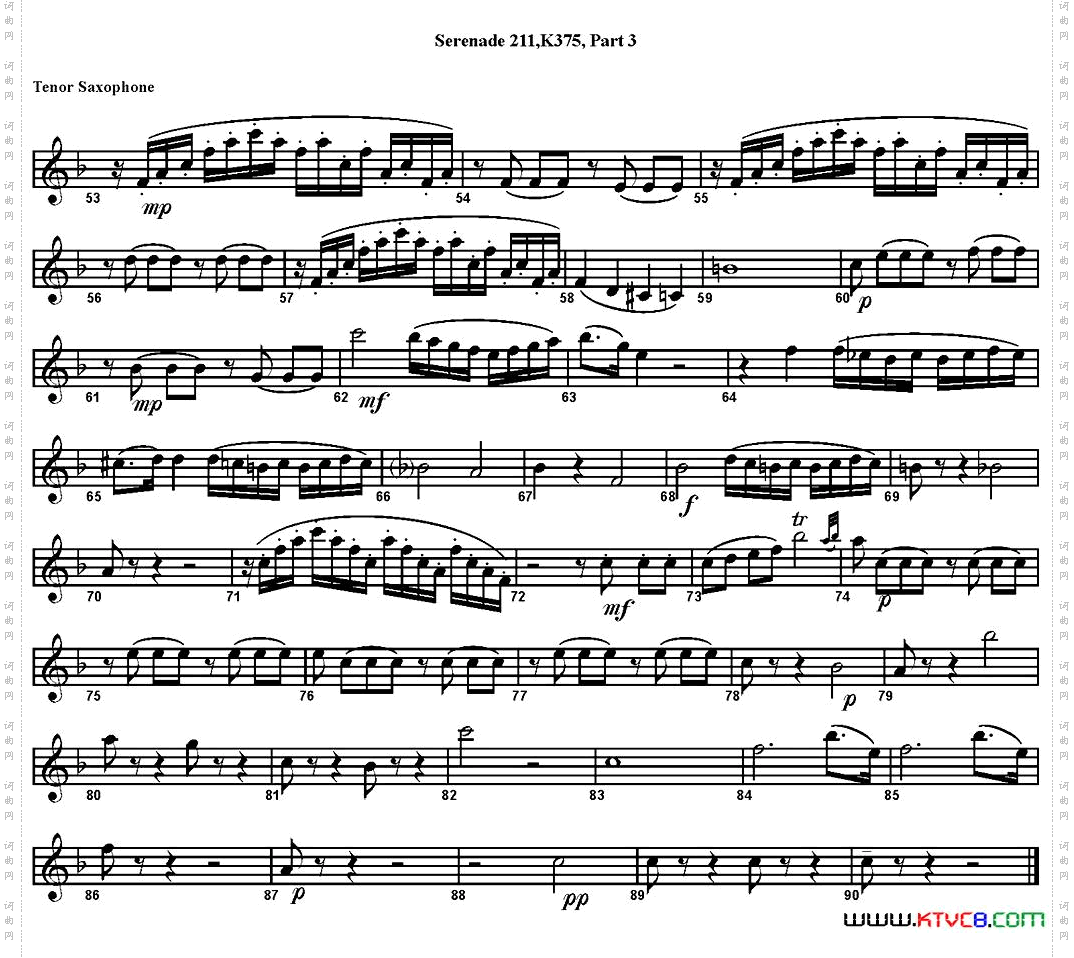 SERENADENo·11inEb,K·375Part3四重奏·次中音萨克斯分谱_SERENADE No·11 in Eb,K·375 Part 3四重奏·次中音萨克斯分谱