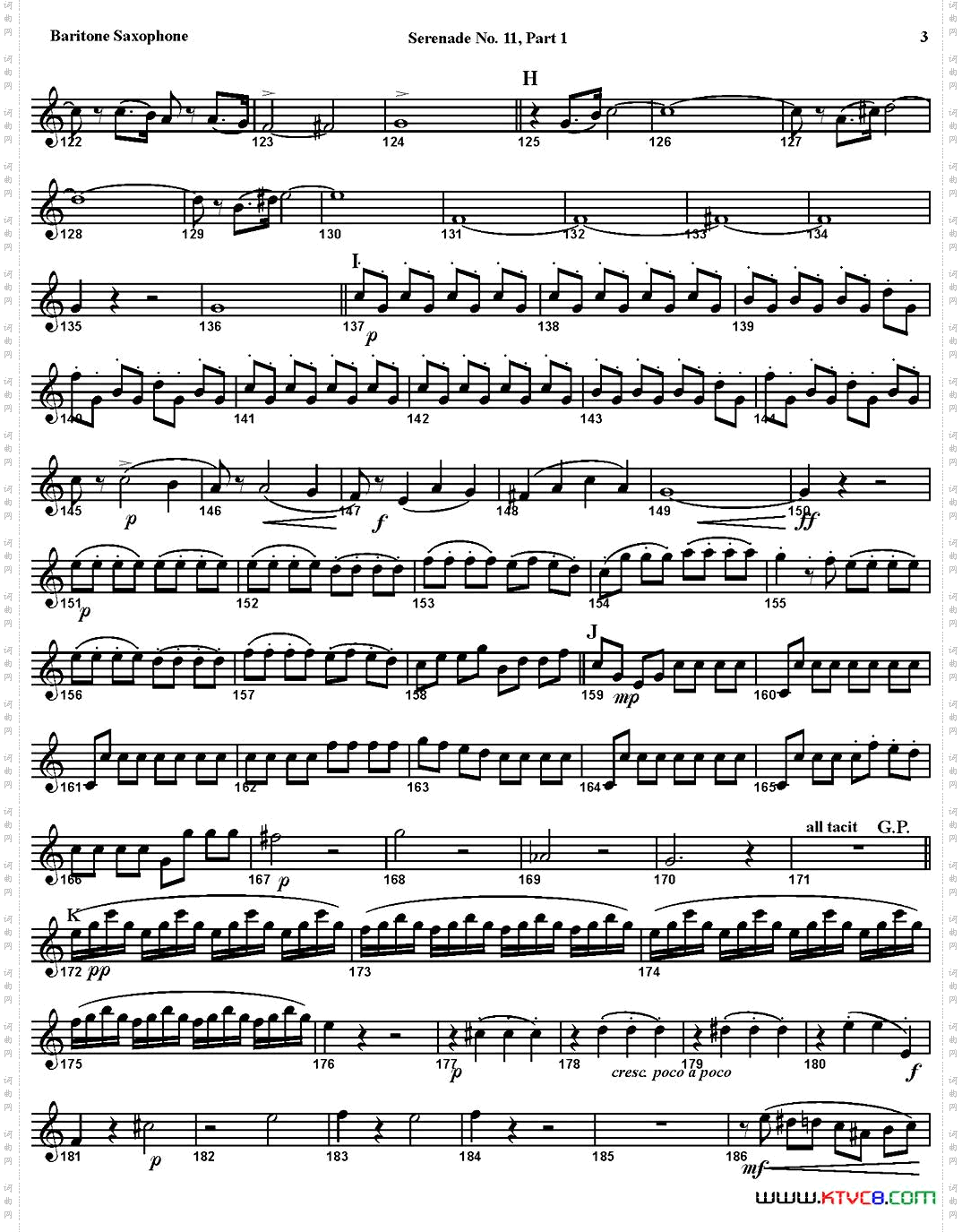 SERENADENo·11inEb，K·375Part1四重奏·上低音萨克斯分谱_SERENADE No·11 in Eb，K·375 Part 1四重奏·上低音萨克斯分谱