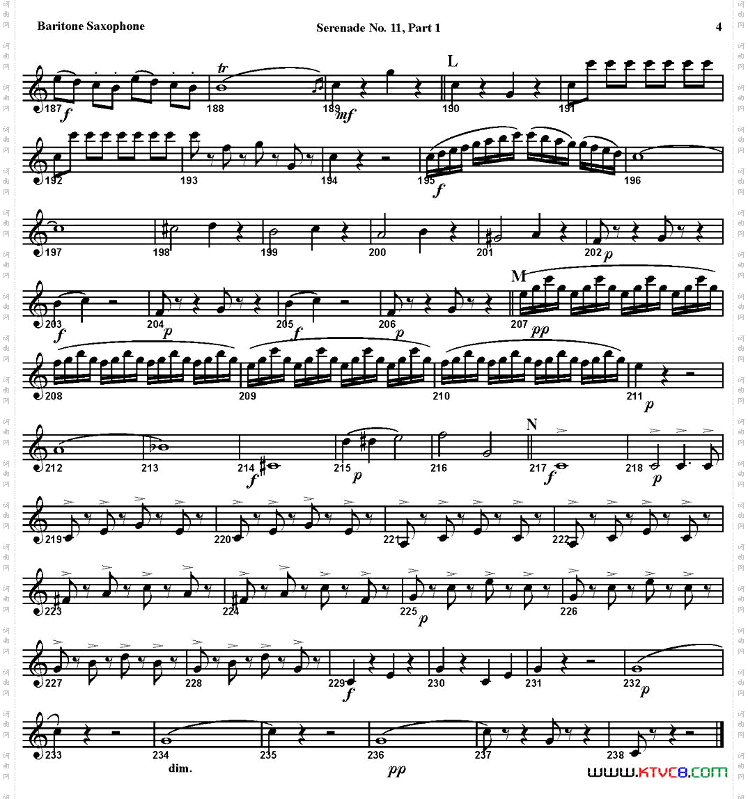 SERENADENo·11inEb，K·375Part1四重奏·上低音萨克斯分谱_SERENADE No·11 in Eb，K·375 Part 1四重奏·上低音萨克斯分谱