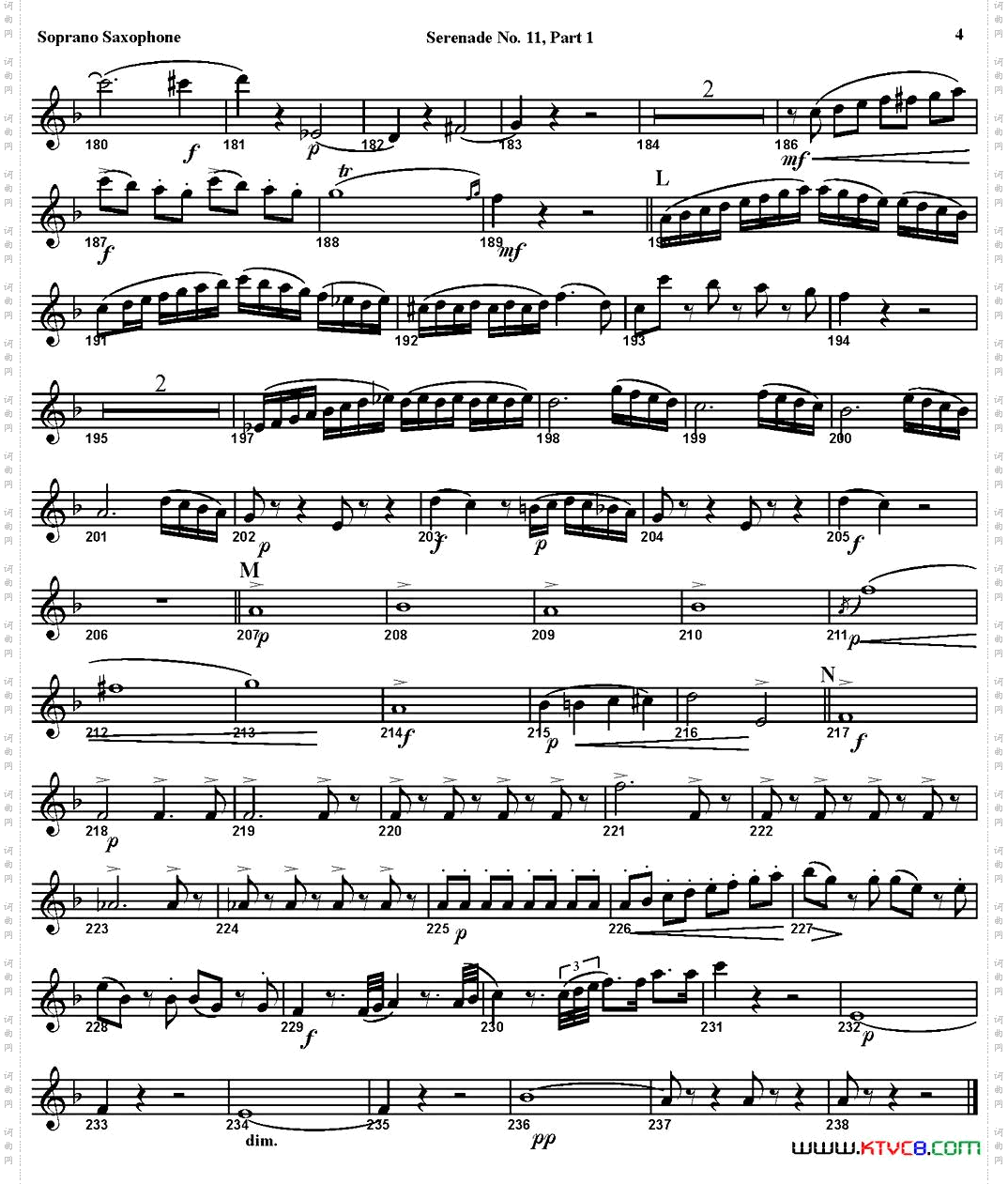 SERENADENo·11inEb，K·375Part1四重奏·高音萨克斯分谱_SERENADE No·11 in Eb，K·375 Part 1四重奏·高音萨克斯分谱
