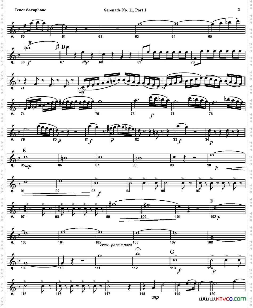 SERENADENo·11inEb，K·375Part1四重奏·次中音萨克斯分谱_SERENADE No·11 in Eb，K·375 Part 1四重奏·次中音萨克斯分谱