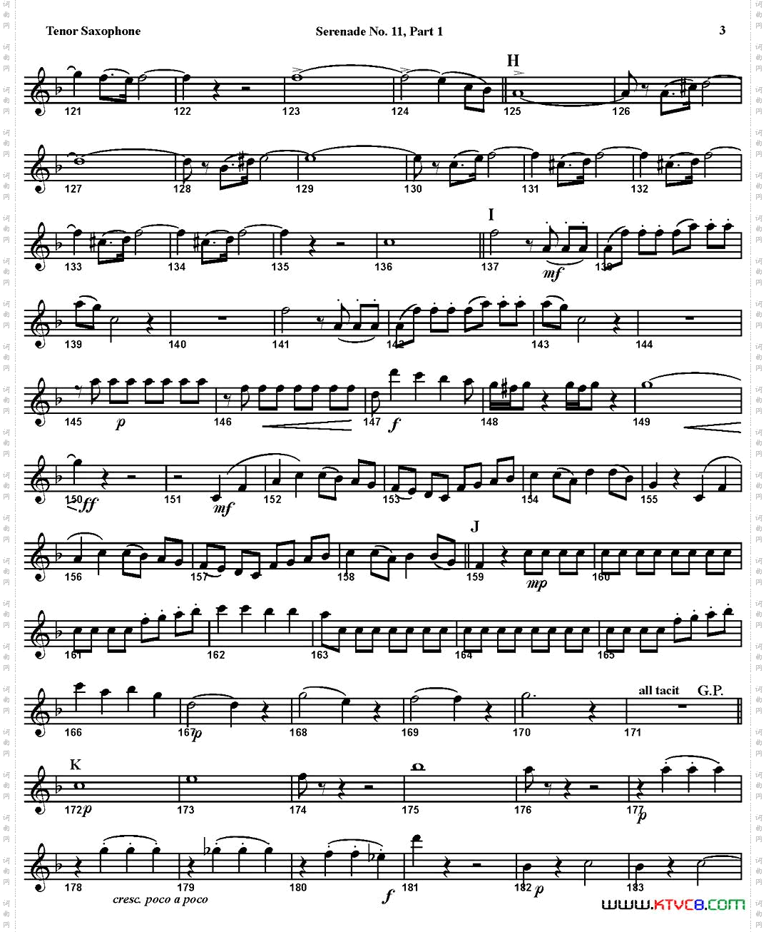 SERENADENo·11inEb，K·375Part1四重奏·次中音萨克斯分谱_SERENADE No·11 in Eb，K·375 Part 1四重奏·次中音萨克斯分谱